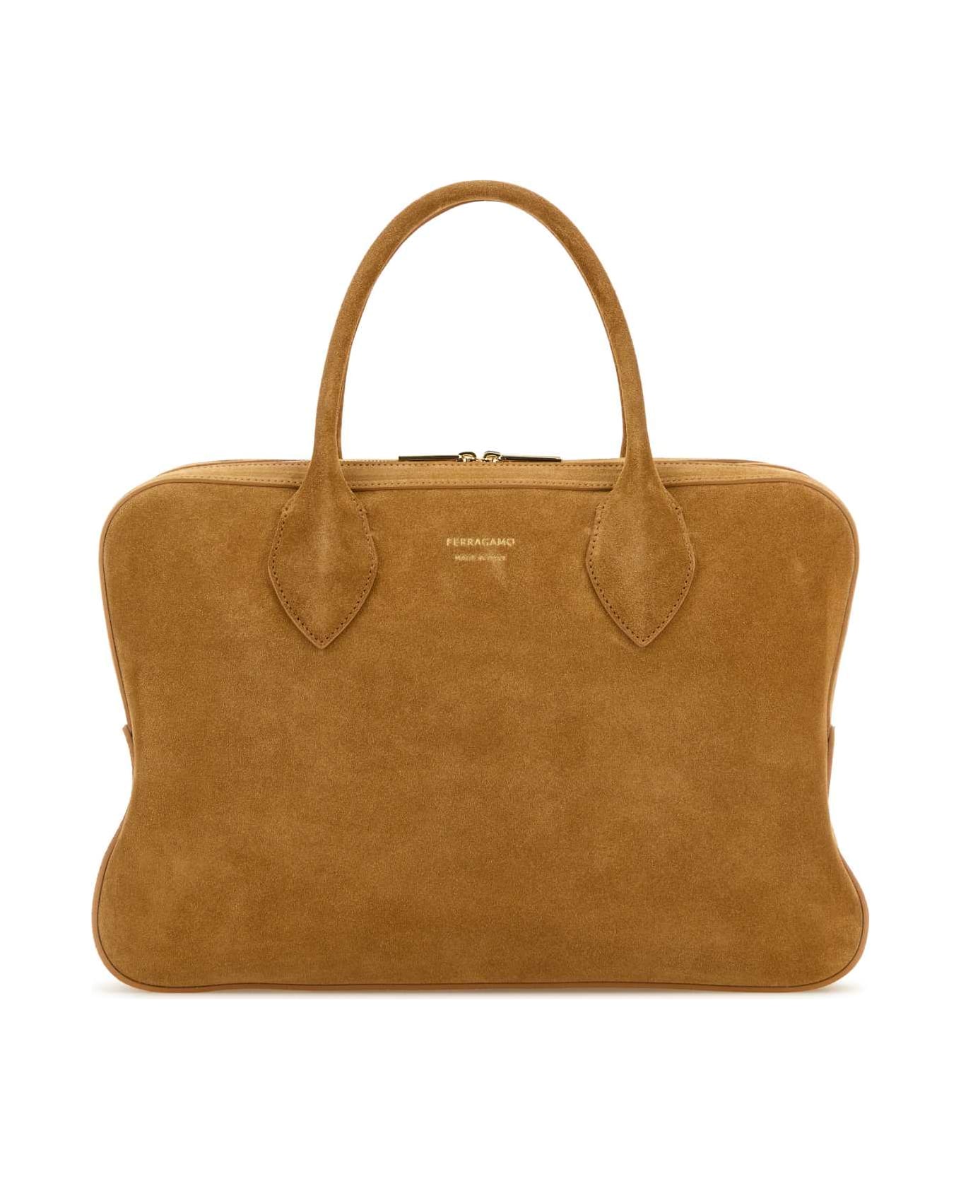 Ferragamo Camel Suede Medium Handbag - NATURALE6