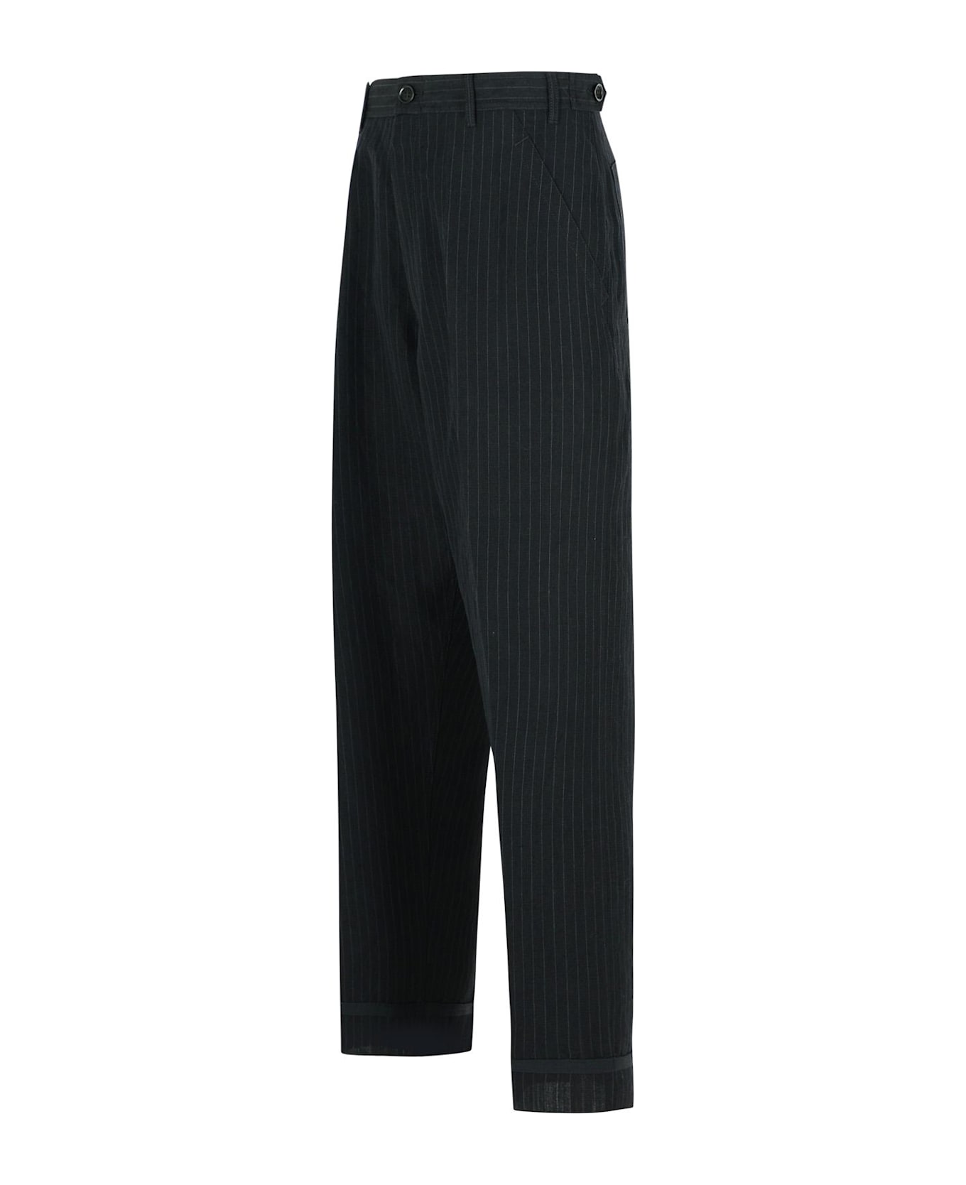 Maison Margiela Black Linen Blend Trousers - Black
