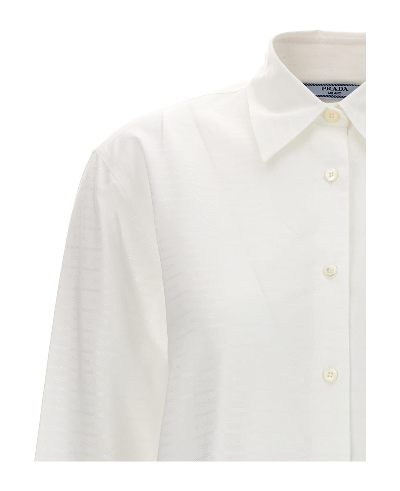 Prada Jacquard Logo Shirt - Bianco