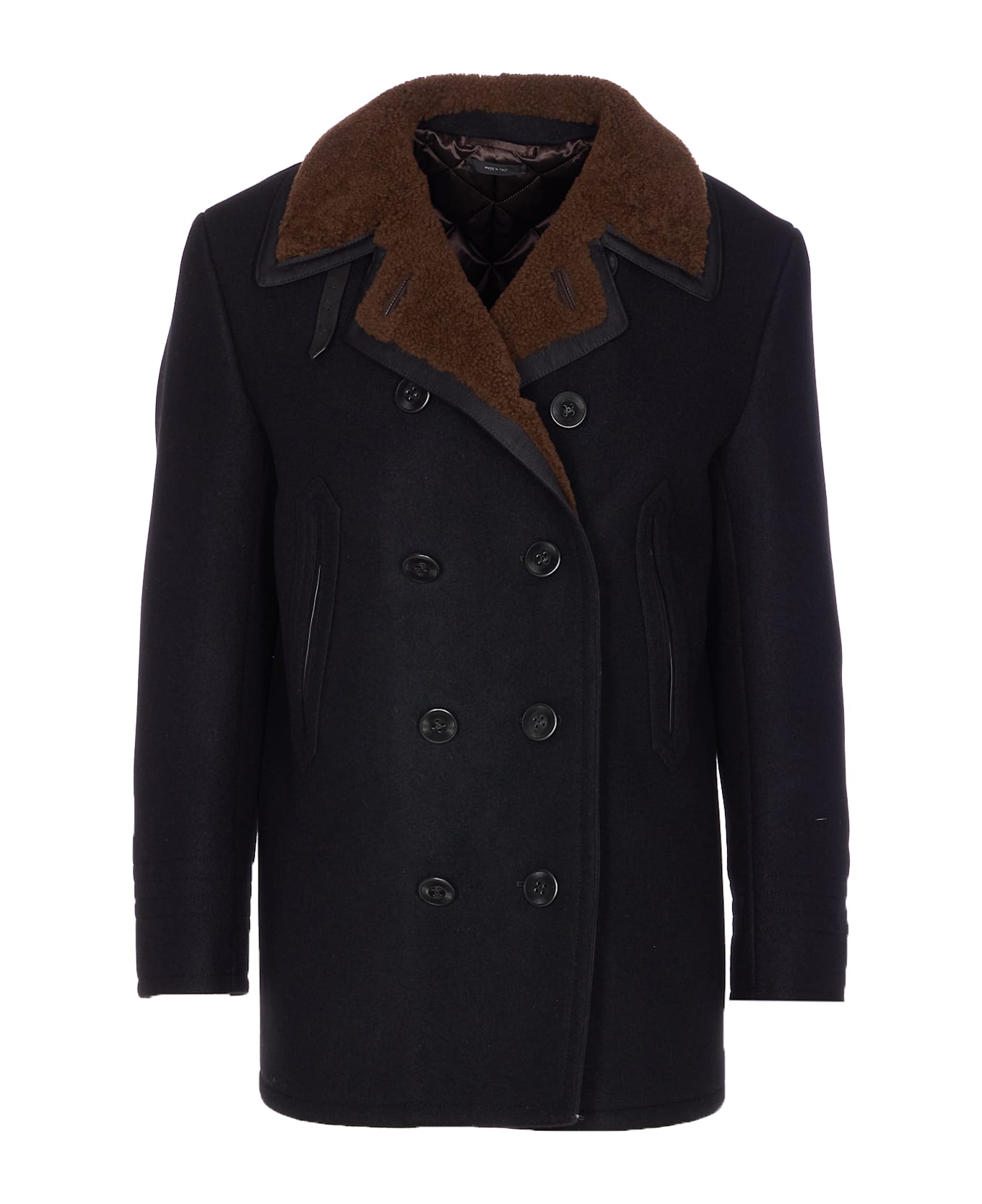 Tom Ford Japanese Melton Peacoat - Black