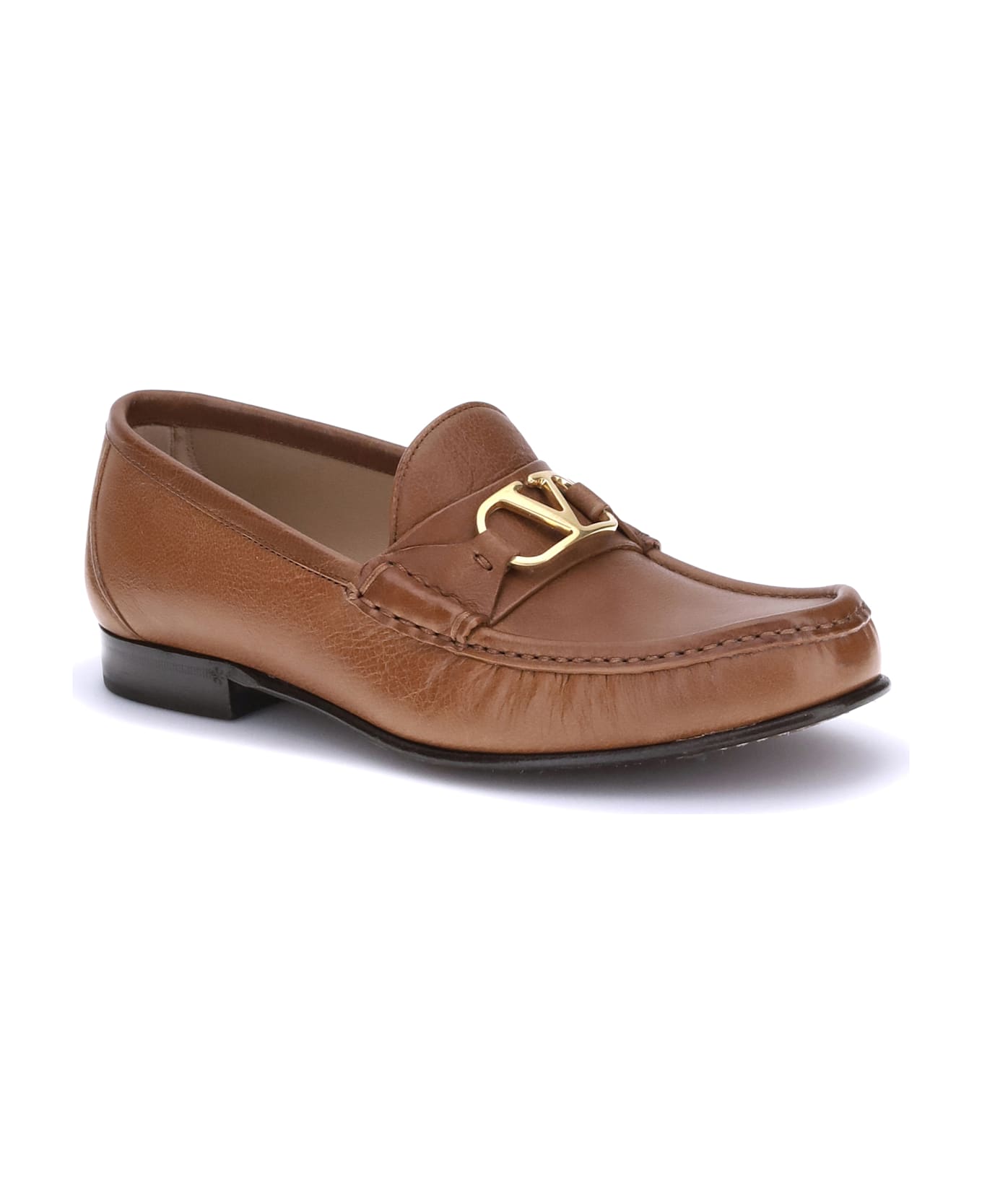 Valentino Garavani Leather Loafers - Tobacco