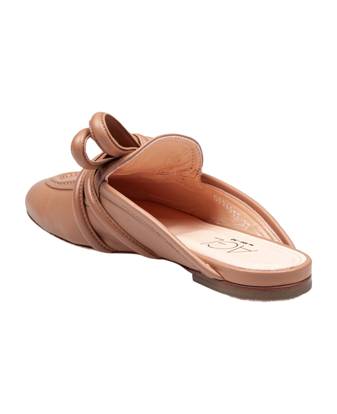 AGL Mule Ribbon In Leather Color Cocoa - COCOA