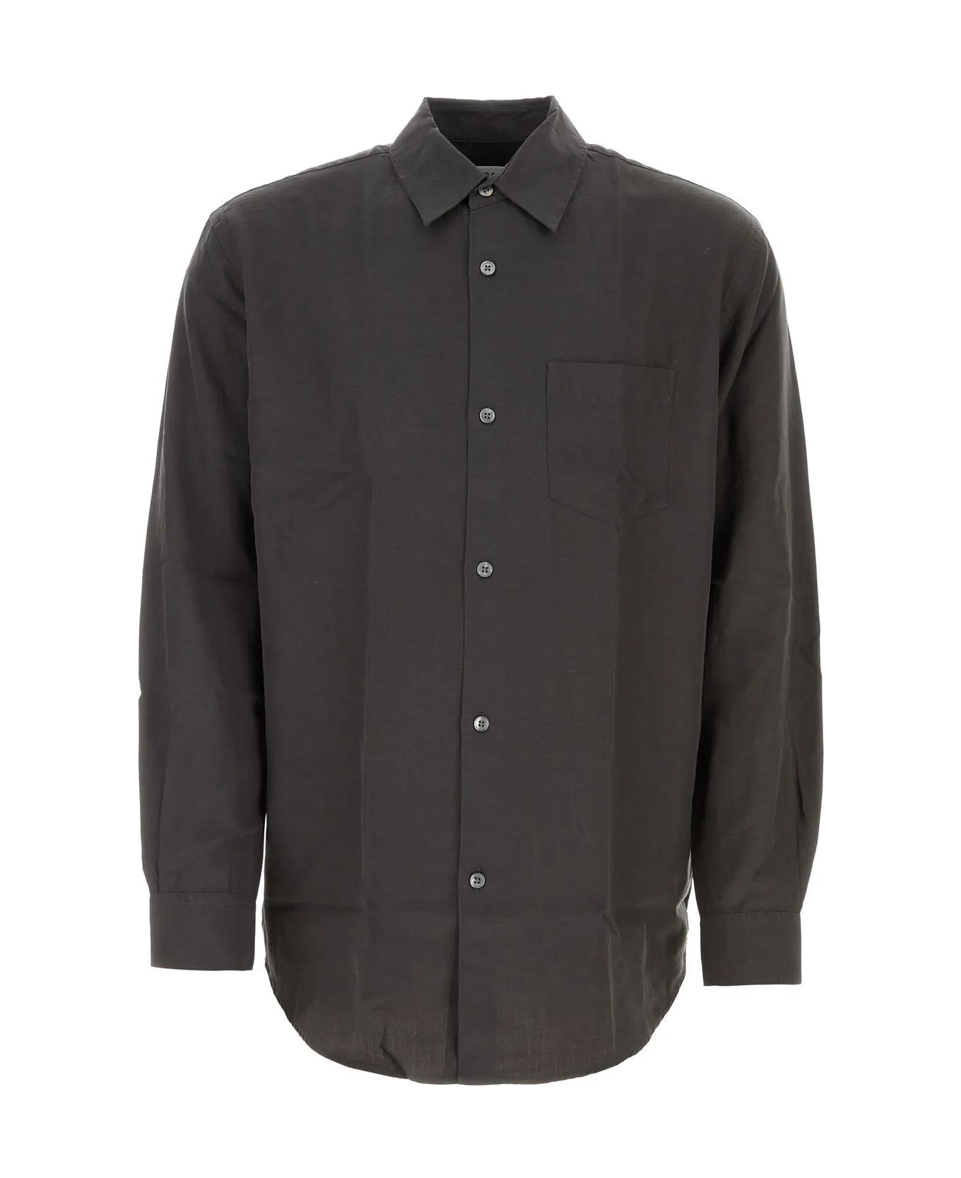 Our Legacy Graphite Lyocell Blend Initial Shirt - Ash Grey Liquid Lyocell