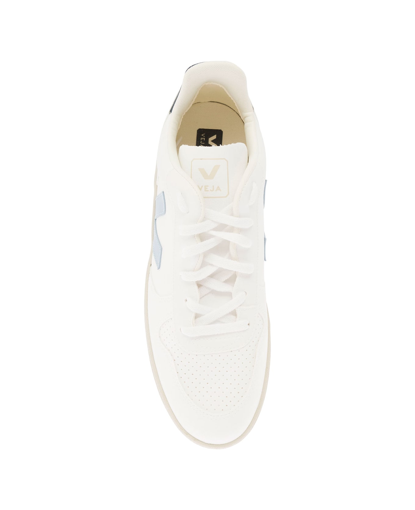 Veja White And Light Blue Sneakers With Logo Details In Leather Man - White