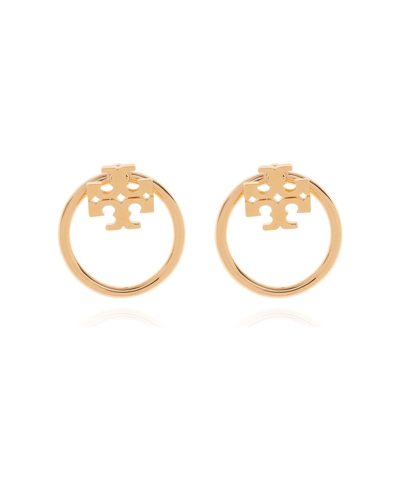 Tory Burch Logo Plaque Circle Earrings - Gold