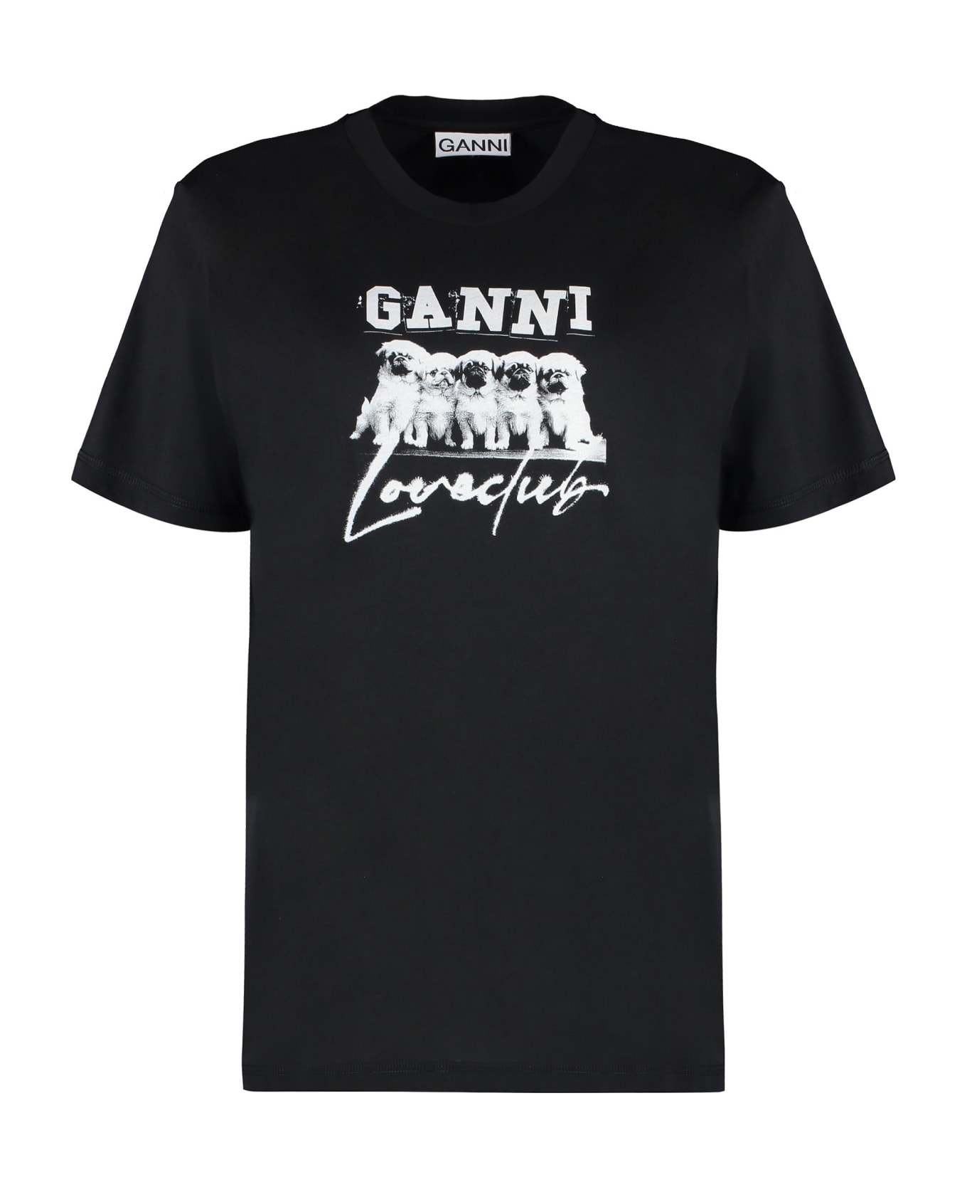Ganni Cotton Crew-neck T-shirt - black