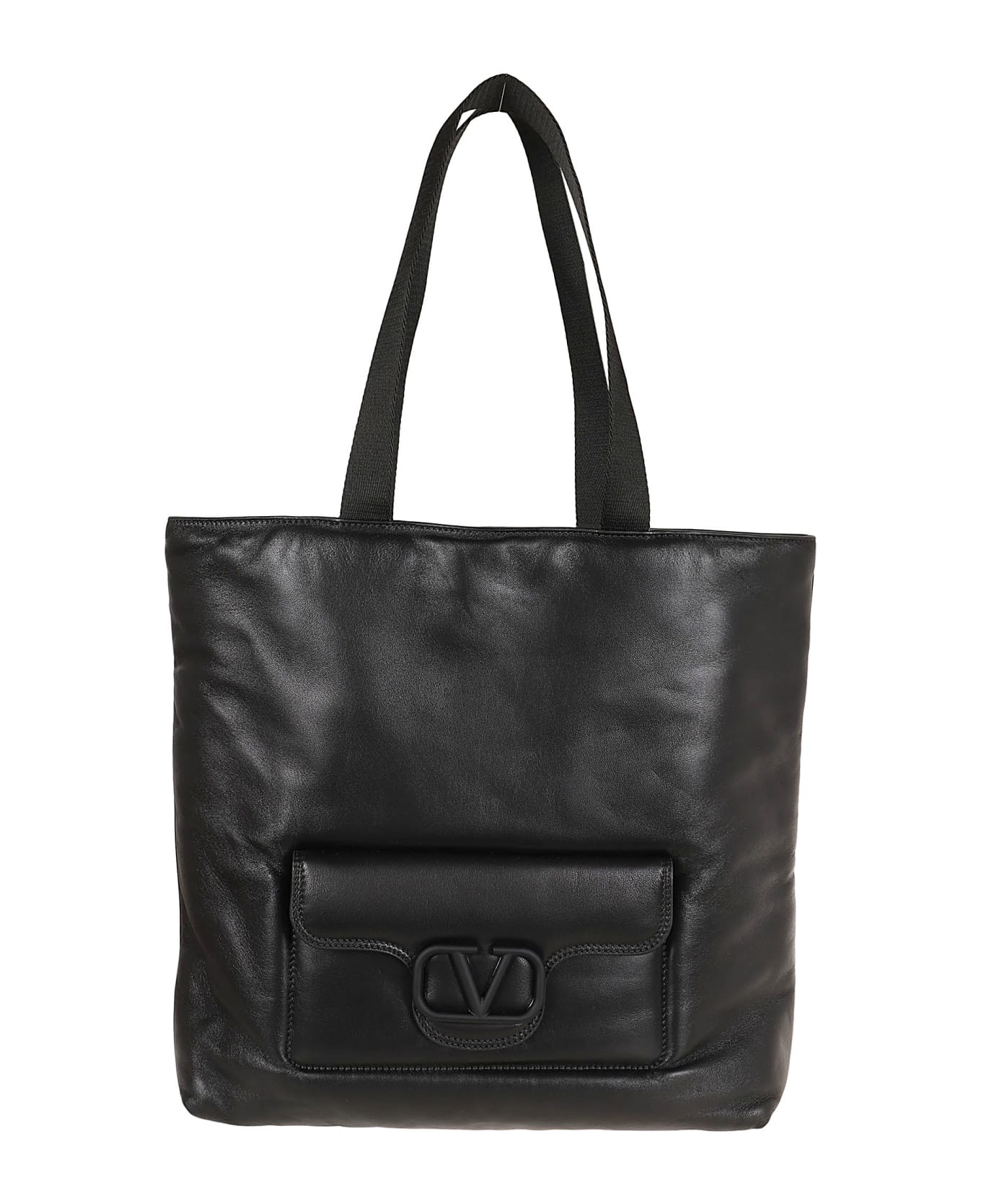 Valentino Garavani Black Nappa Leather Valentino Garavani Noir Shopping Bag - No Nero