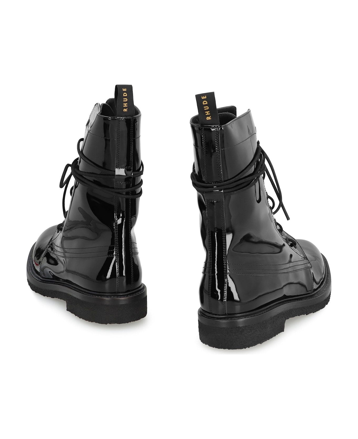 Rhude Rhanger Leather Combat Boots - black