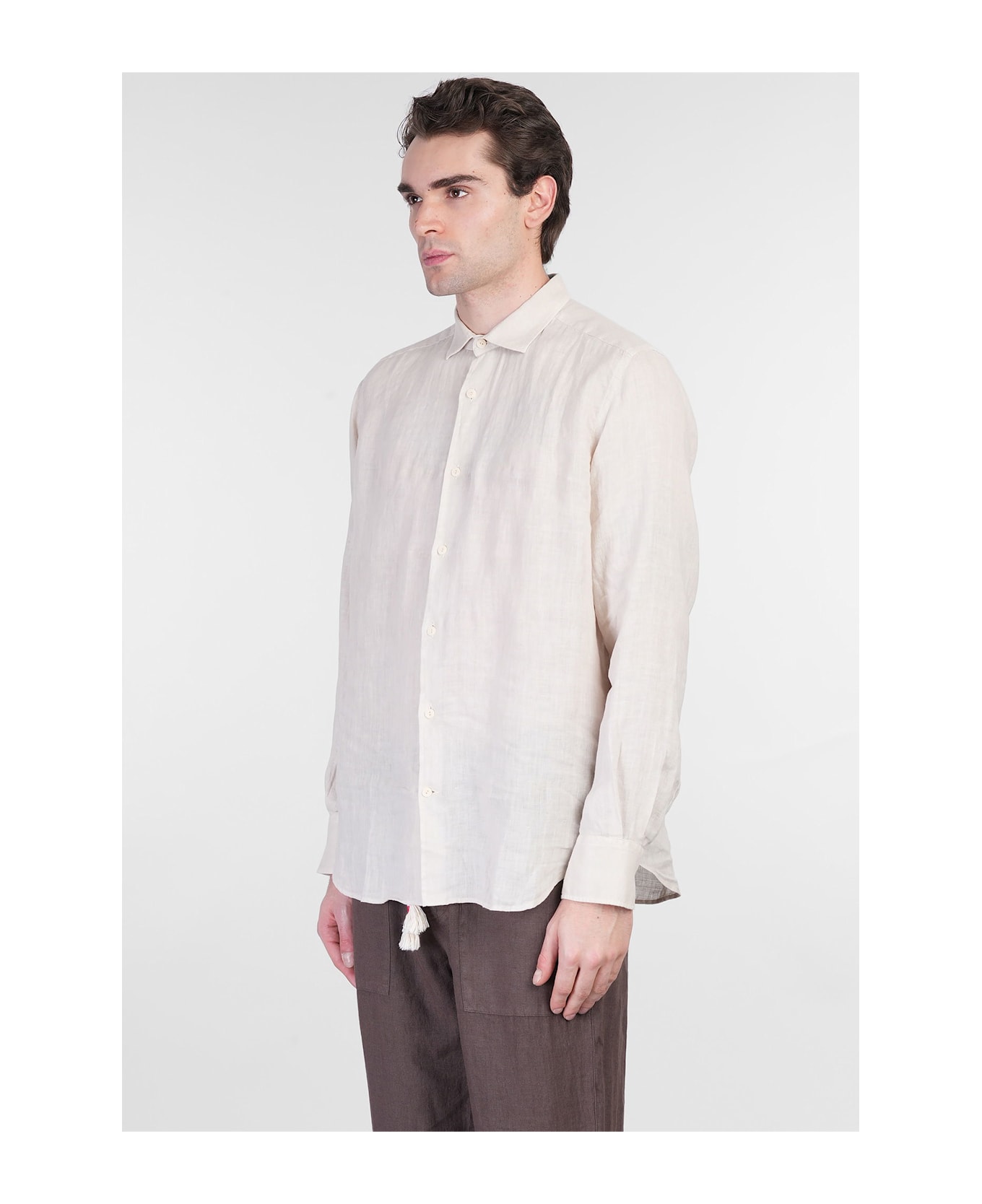 MC2 Saint Barth Pamplona Shirt In Beige Linen - beige