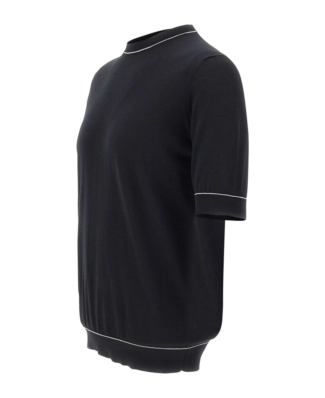 Filippo De Laurentiis Superlight Cotton Sweater - BLACK-WHITE
