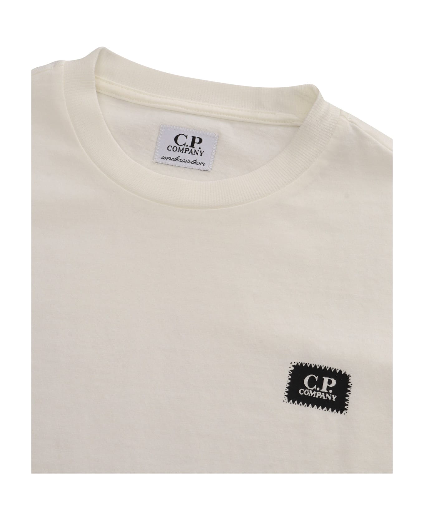 C.P. Company Undersixteen White T-shirt With Logo - WHITE
