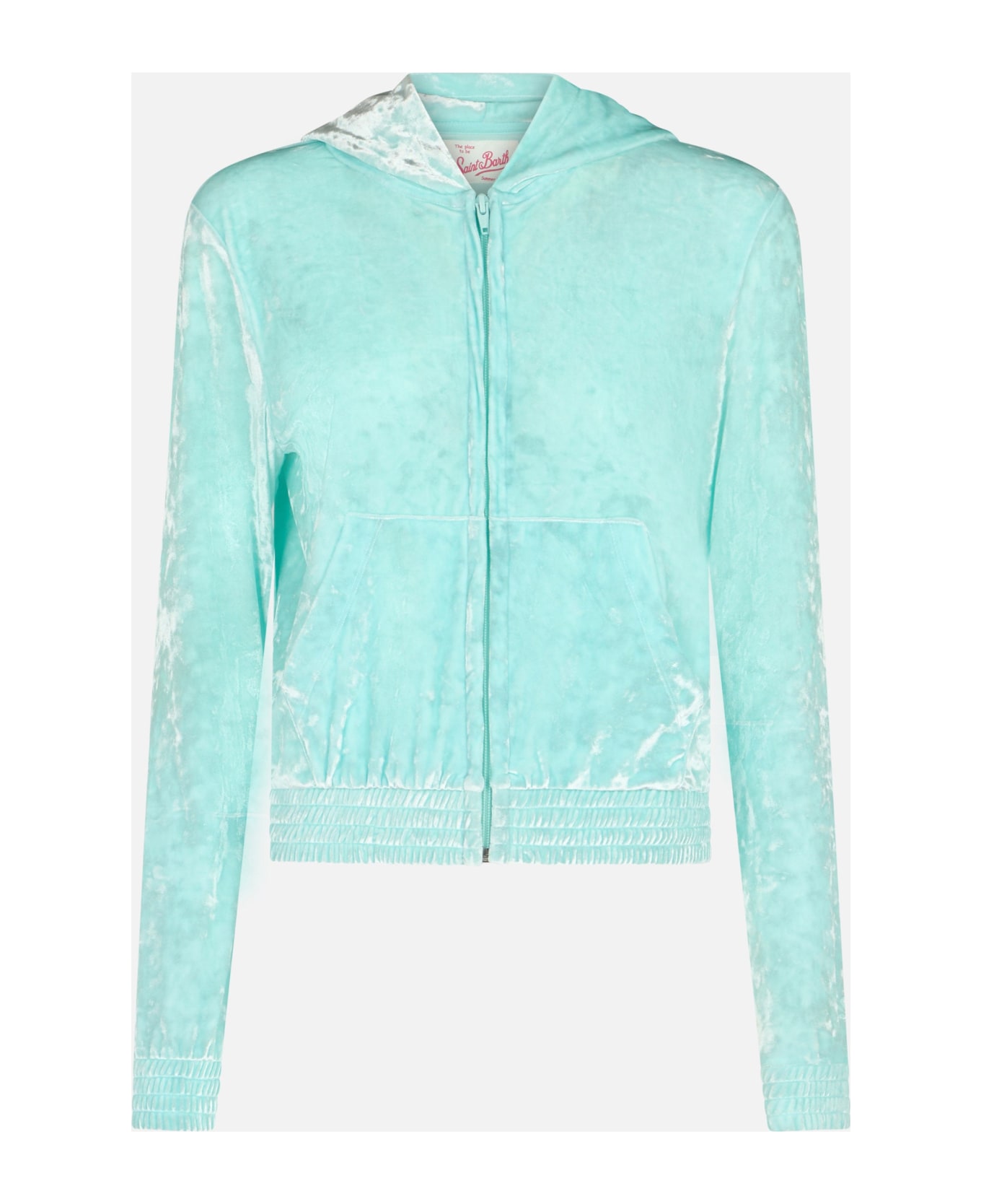 MC2 Saint Barth Woman Water Green Chenille Zipped Hoodie Jasmine - GREEN