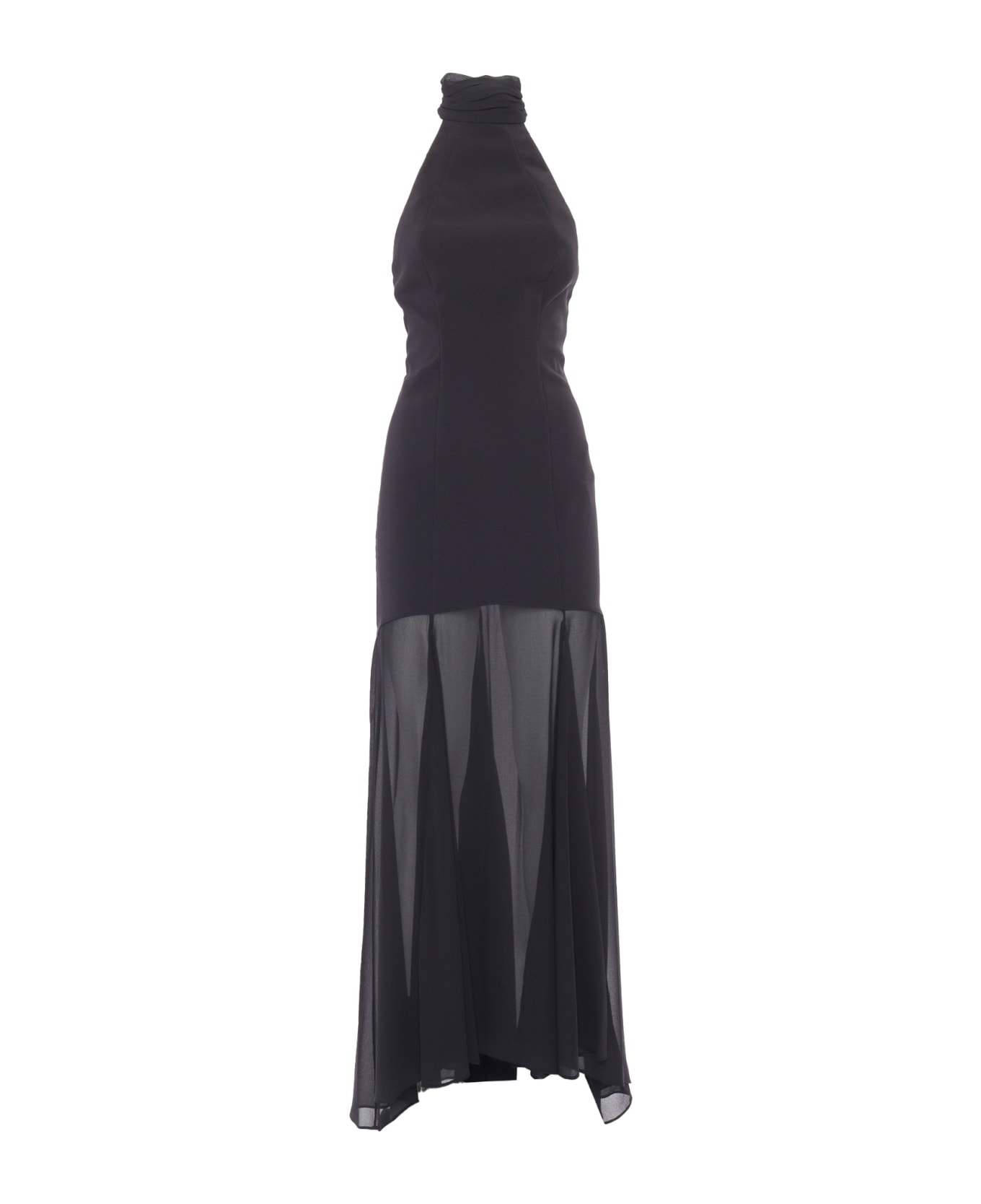 Elisabetta Franchi Long Black Dress - BLACK