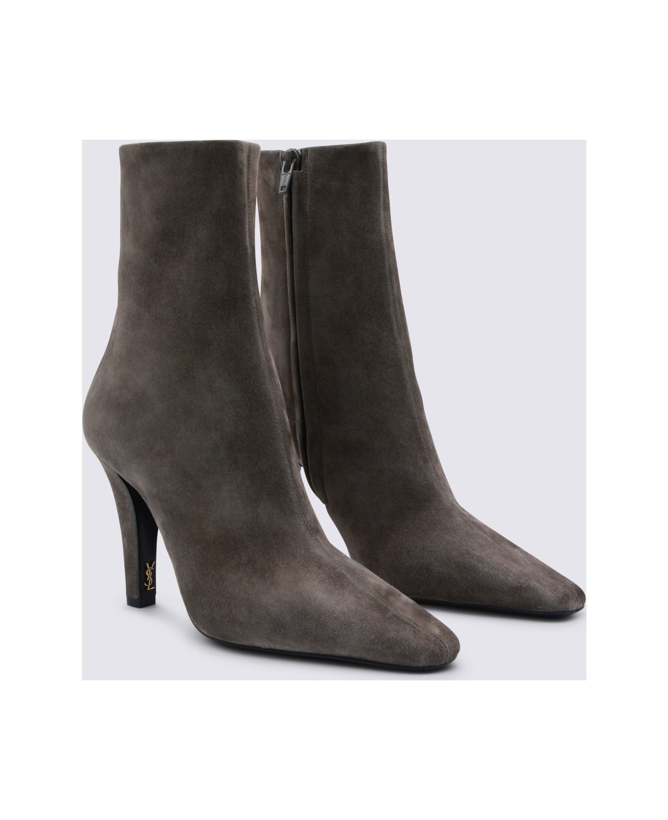 Saint Laurent Grey Leather Boots - MICKEY GREY