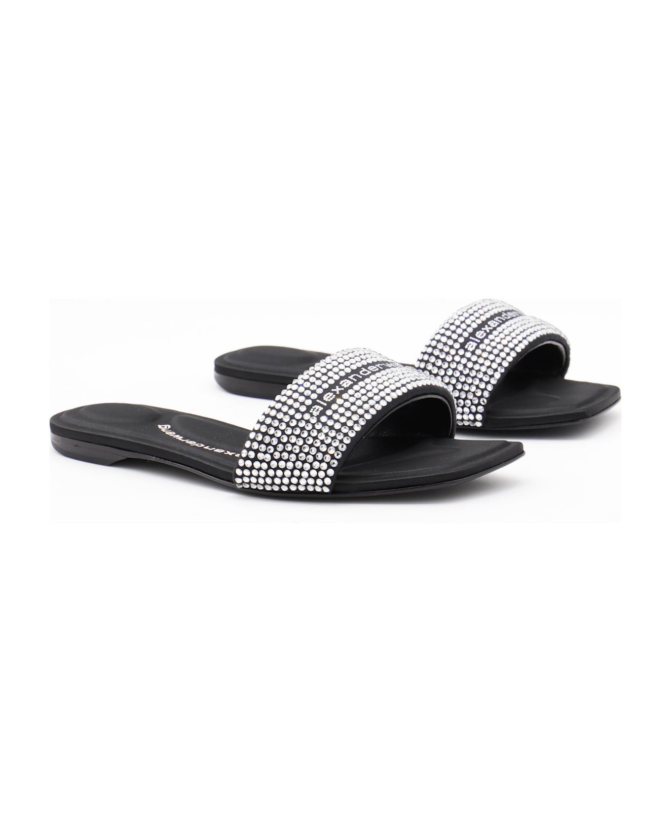 Alexander Wang Black And Silver Leather Sandals - BLACKSILVER