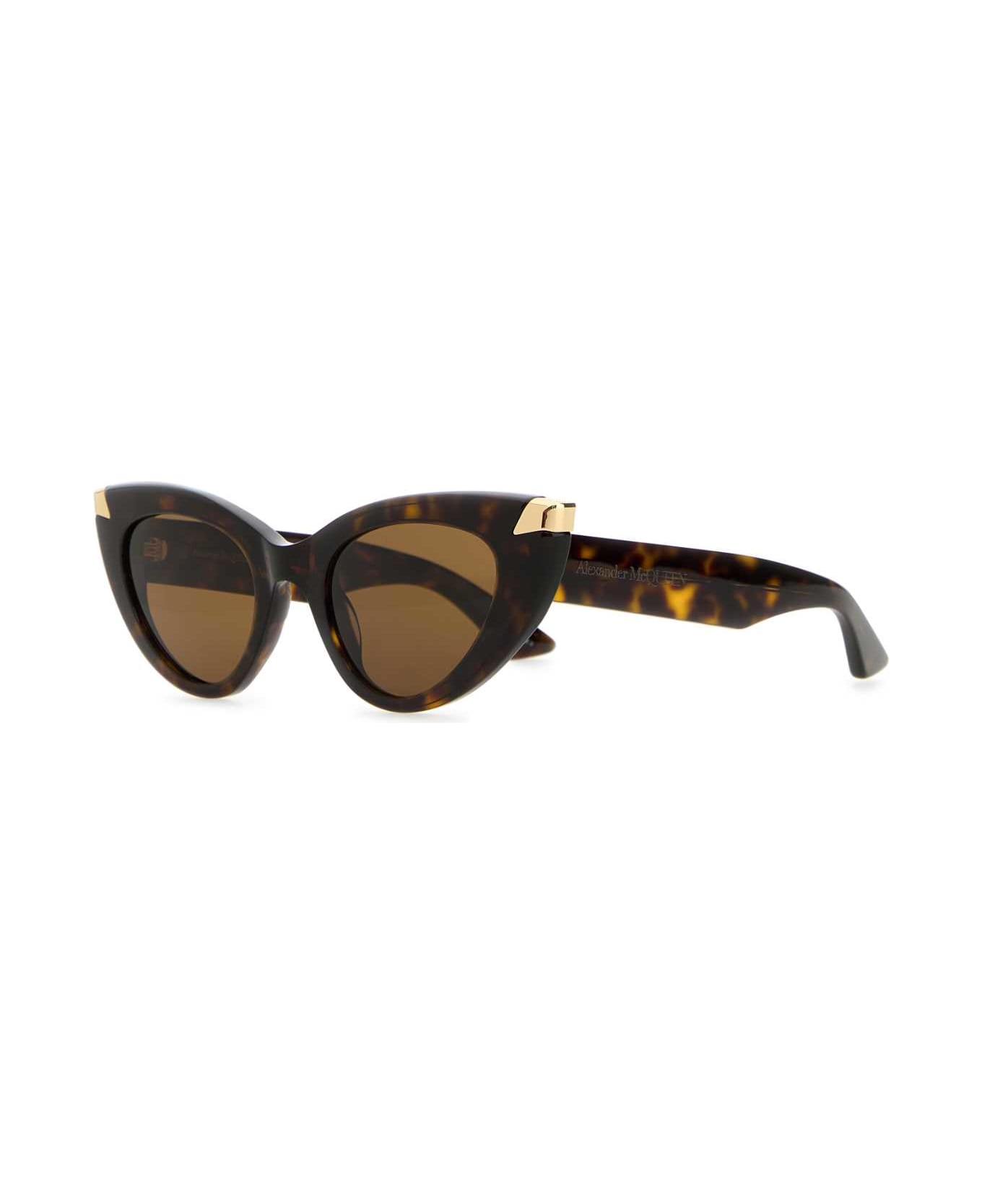 Alexander McQueen Black Acetate Punk Rivet Sunglasses - HAVANAHAVANABROWN