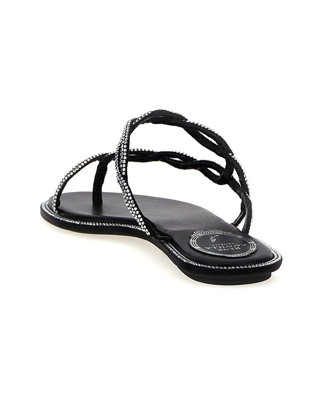 René Caovilla Embellished Slip-on Sandals - Black