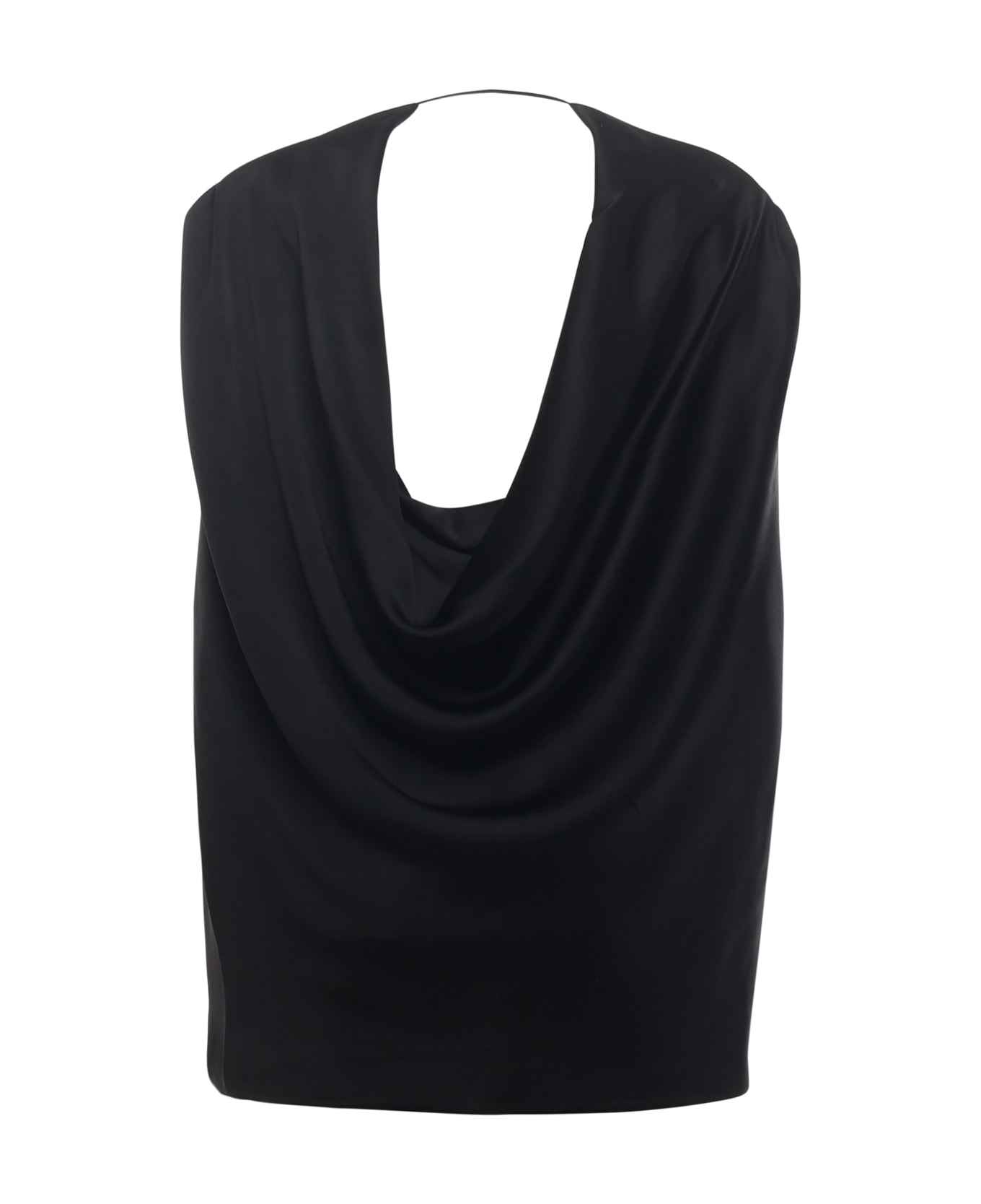 Genny Satin Cape With Drape - Black