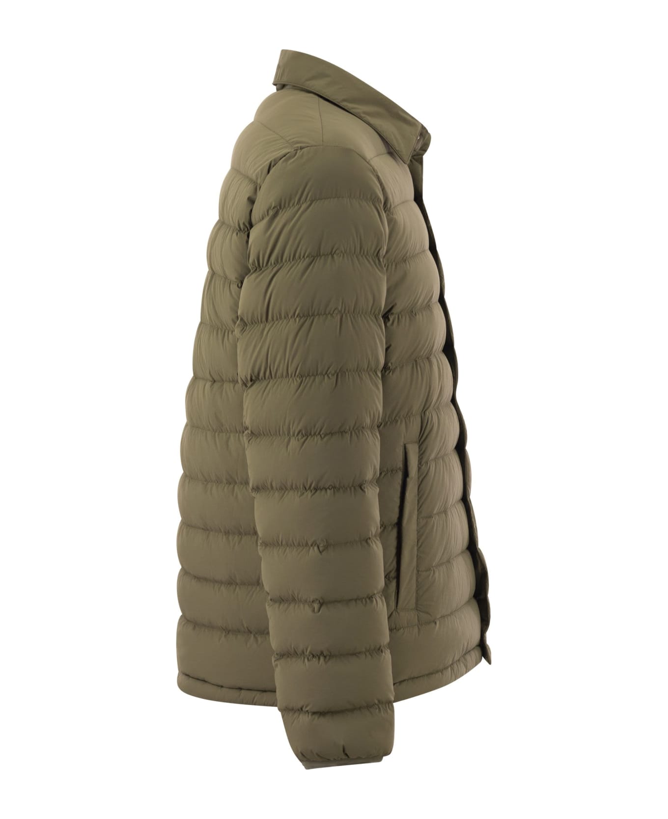 Herno Resort Shirt Down Jacket In Light Stretch Nylon - Light Military Green