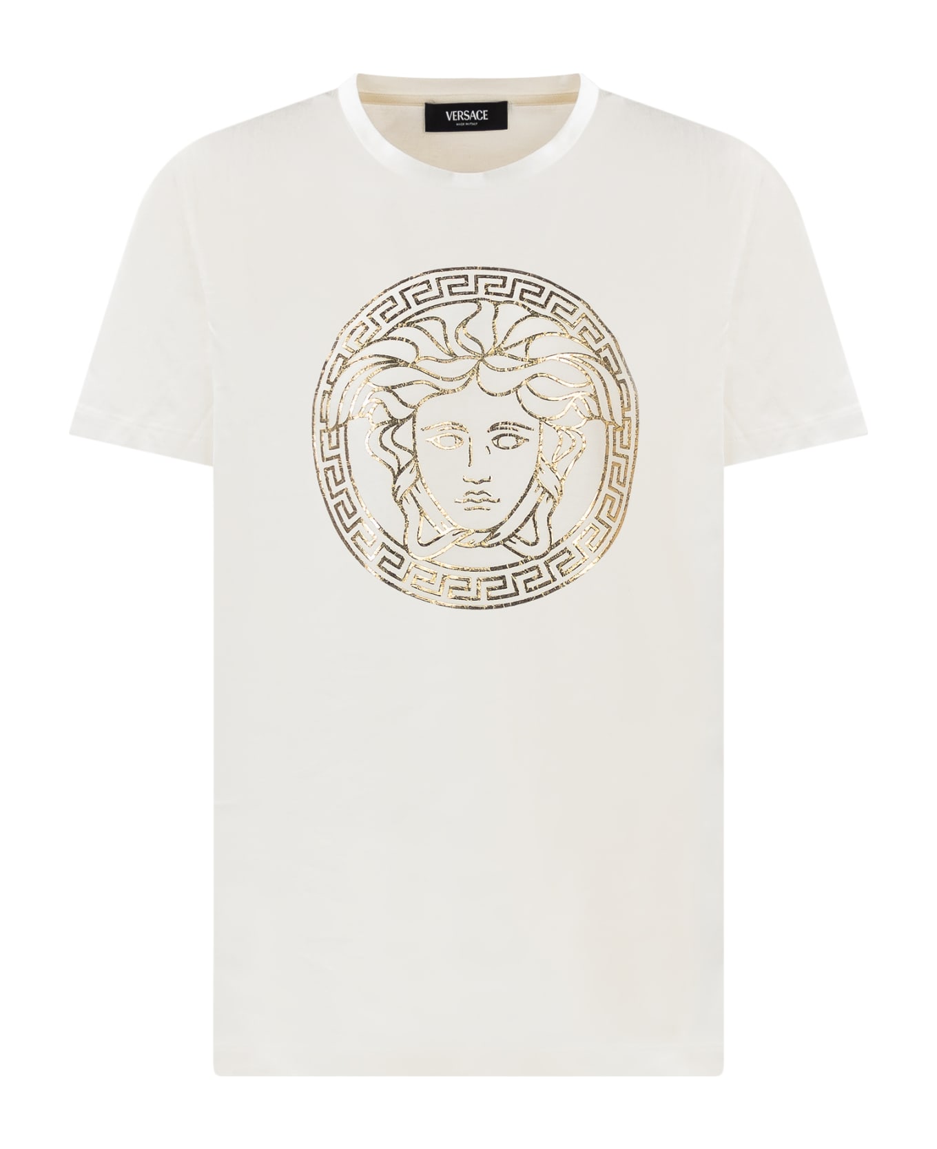 Young Versace T-shirt With Logo - BIANCO-ORO Tシャツ＆ポロシャツ