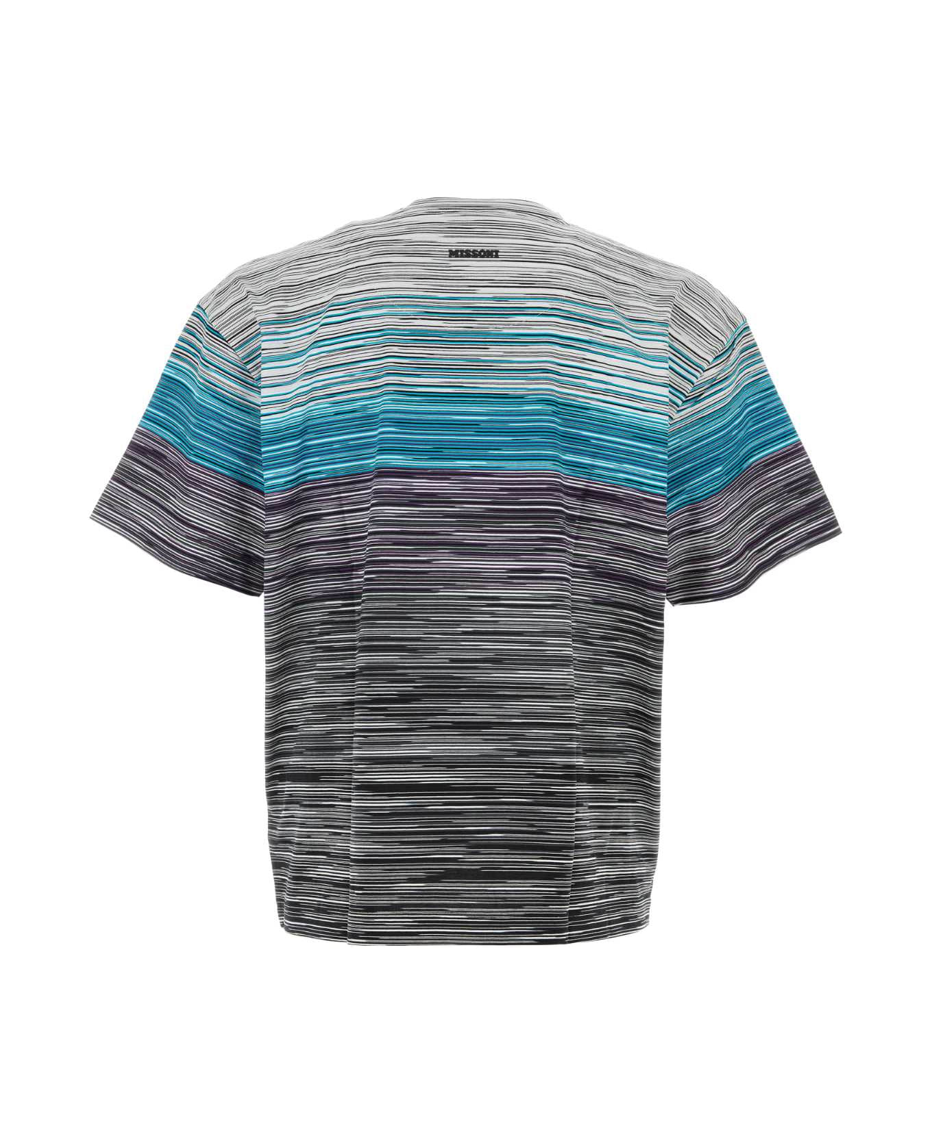 Missoni Embroidered Cotton T-shirt - BLUE
