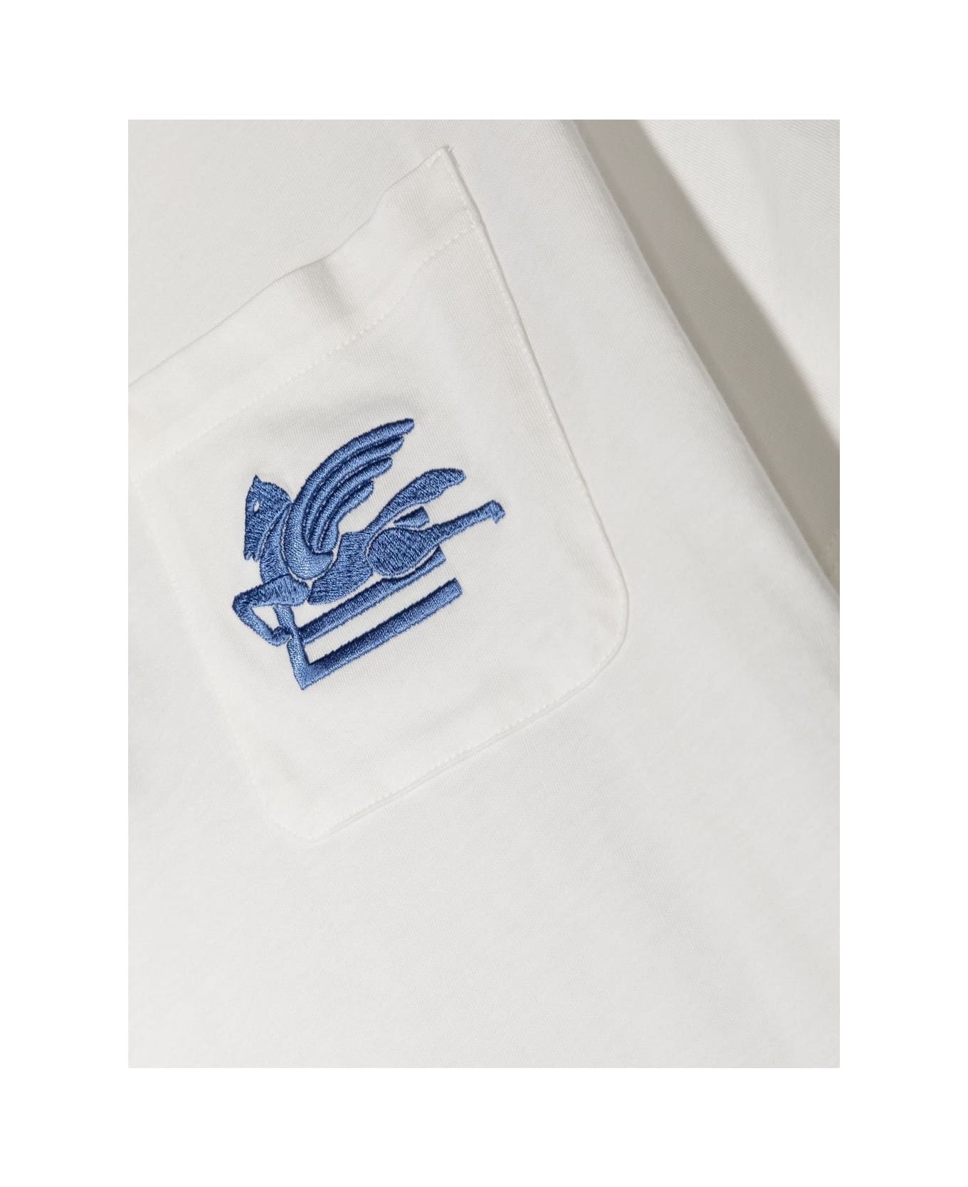 Etro White T-shirt With Etro Pegasus Logo In Light Blue - Blue