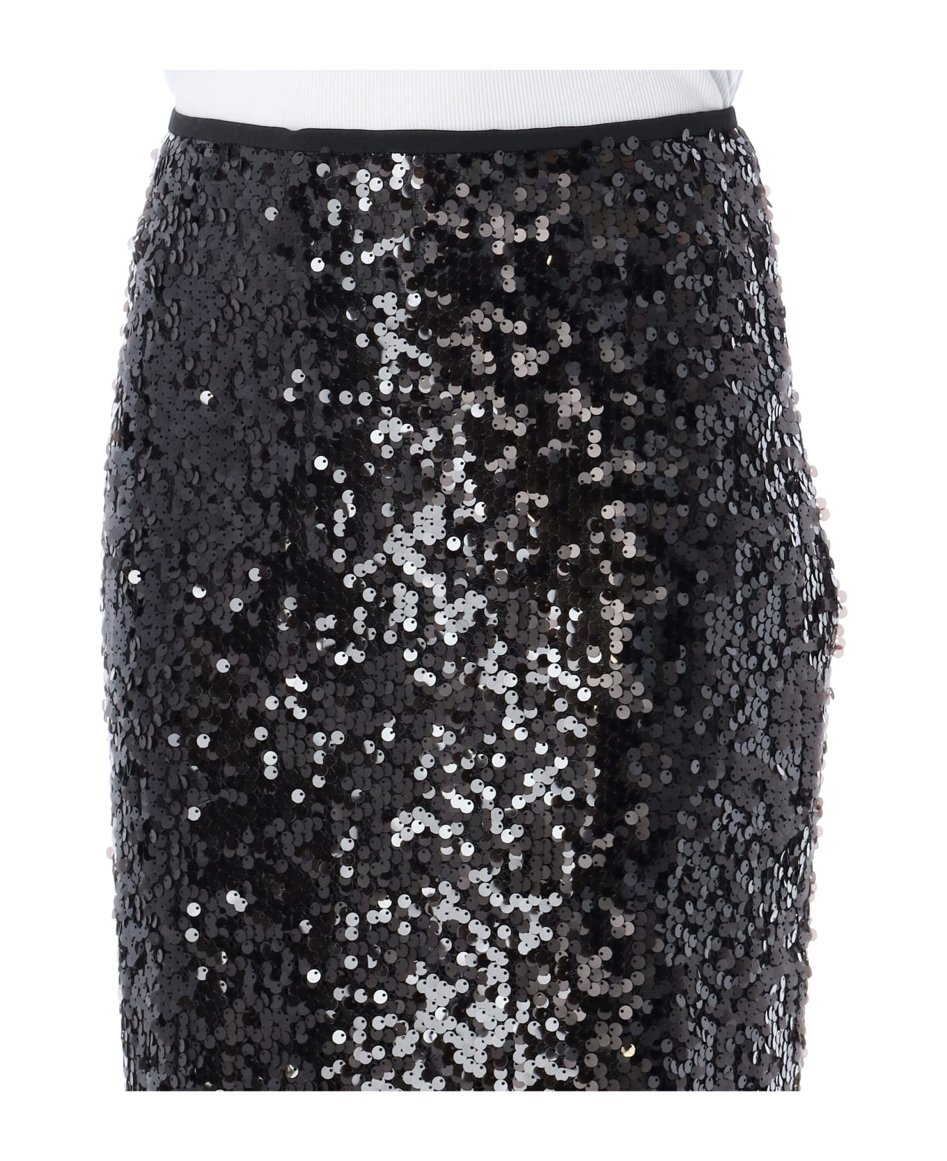 MSGM Sequins Midi Skirt - BLACK