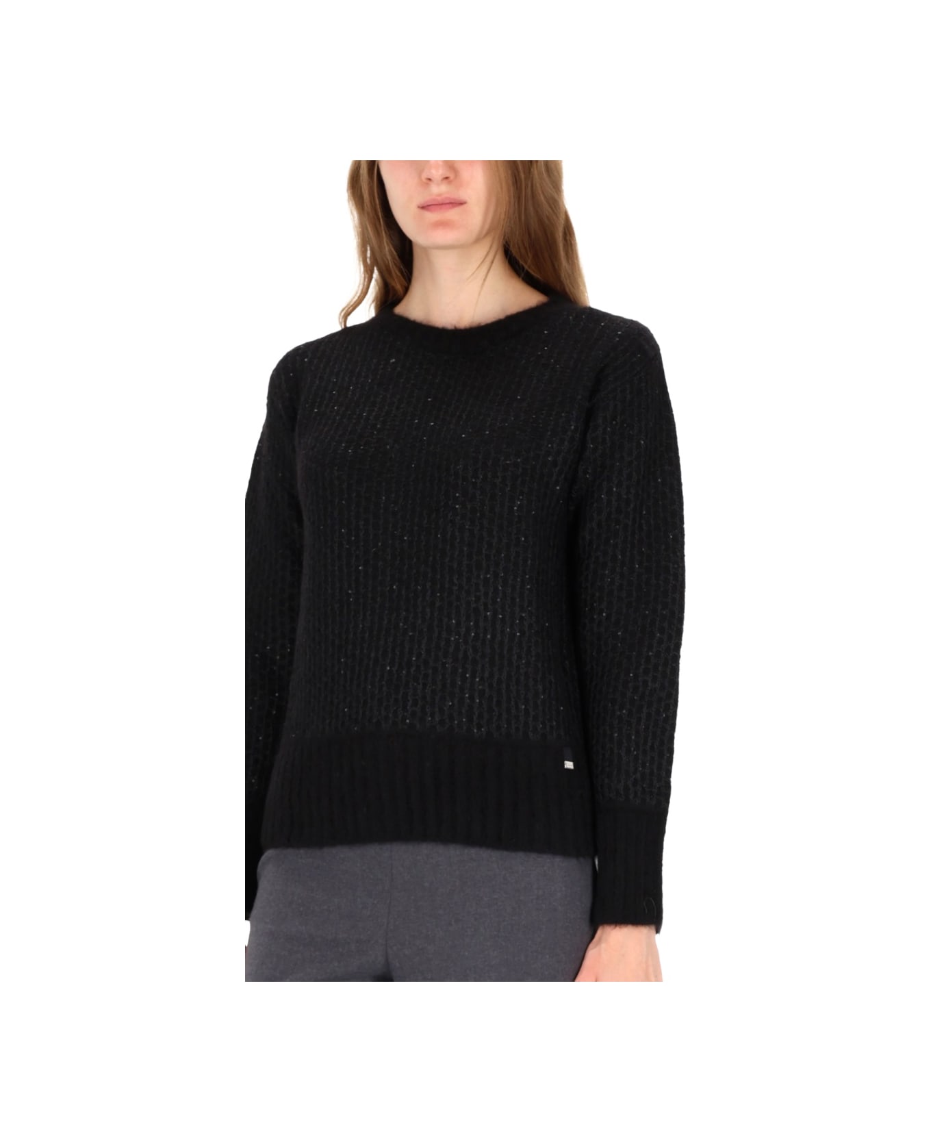 Herno Metallic Effect Sequin Jersey - BLACK