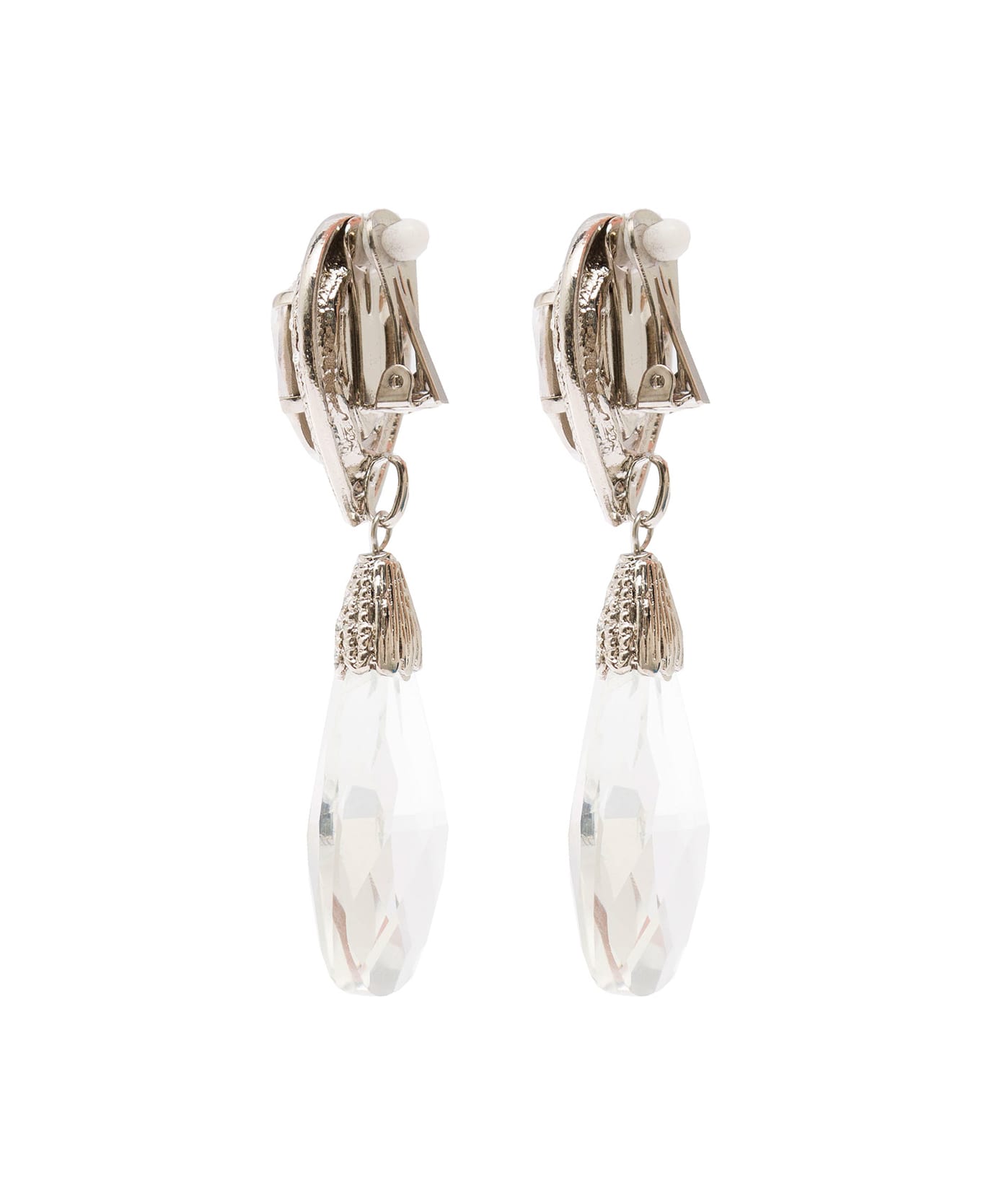 Alessandra Rich Earrings With Crystal Drop - SILVER