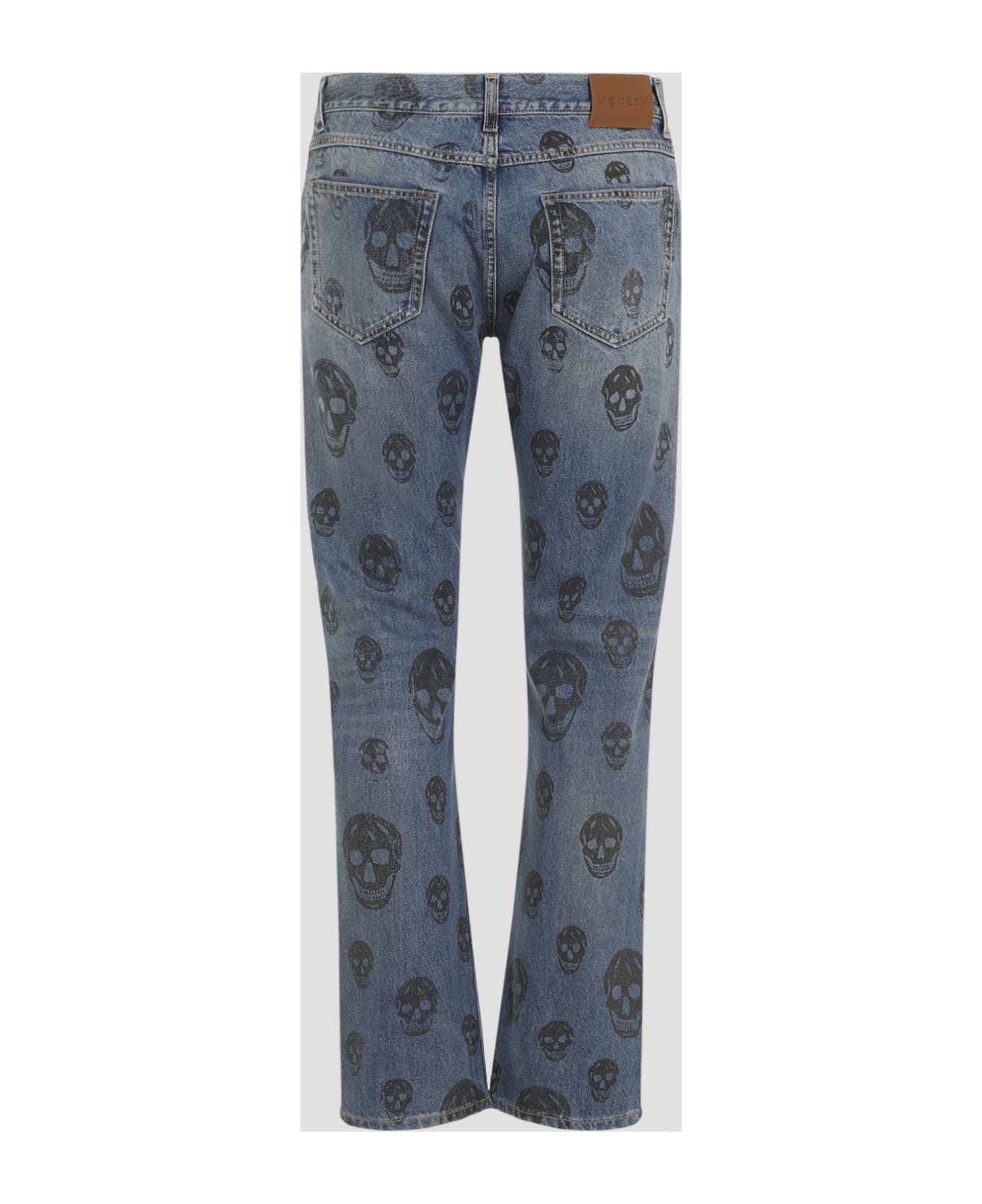 Alexander McQueen Skull Print Jeans - Blue Washed Black