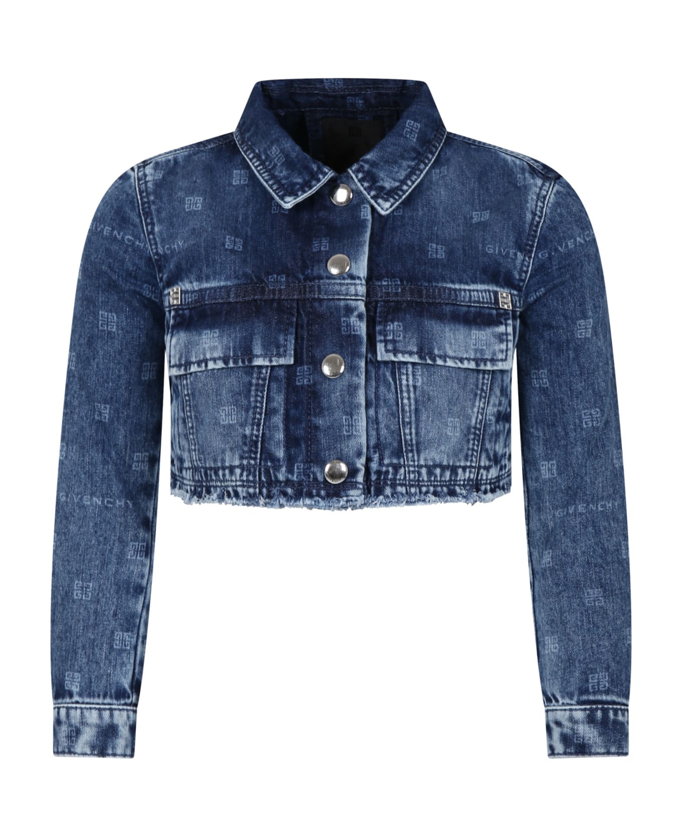 Givenchy Denim Jacket For Girl With 4g Motif - Denim