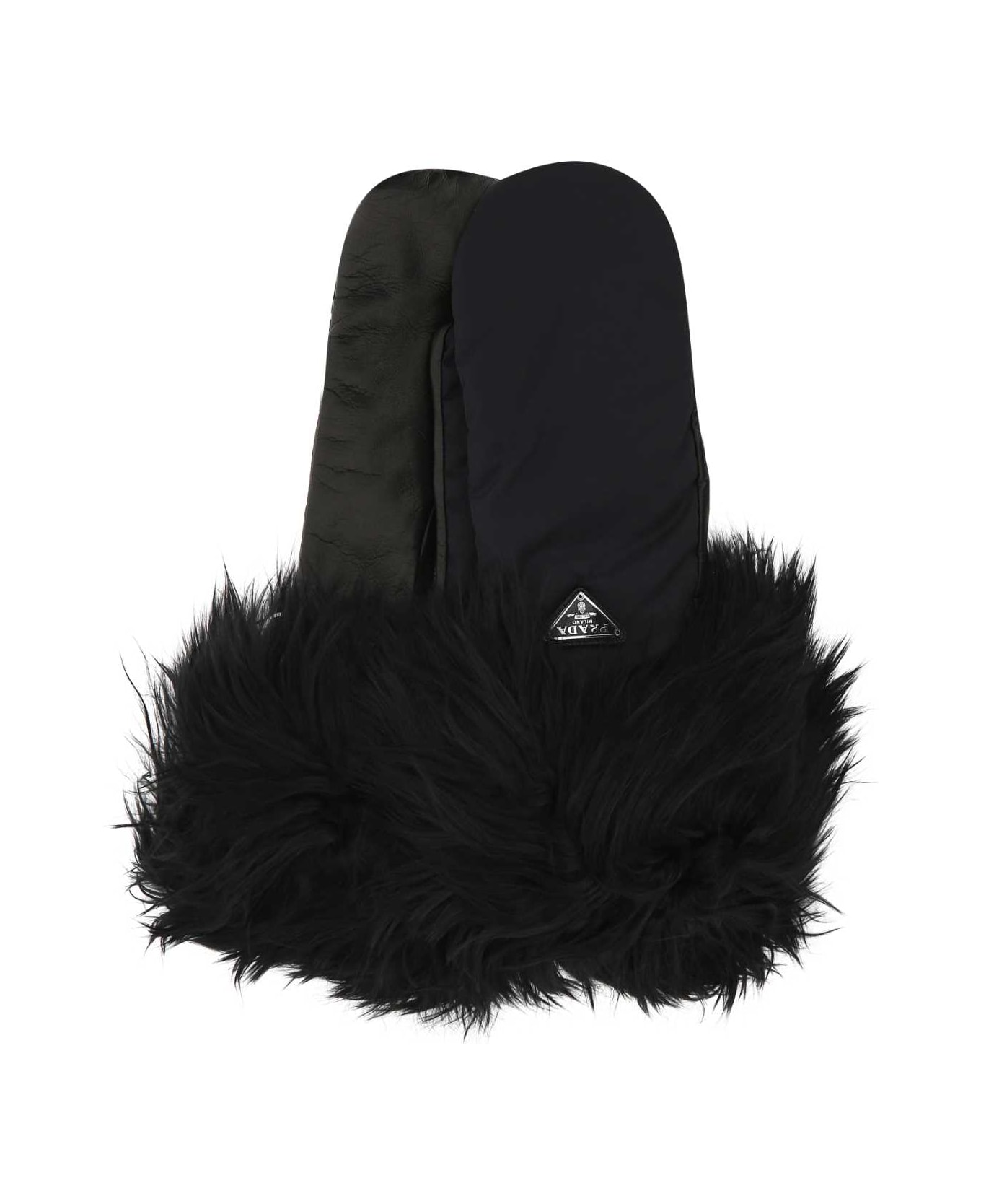 Prada Black Nylon And Nappa Leather Gloves - F0002 手袋
