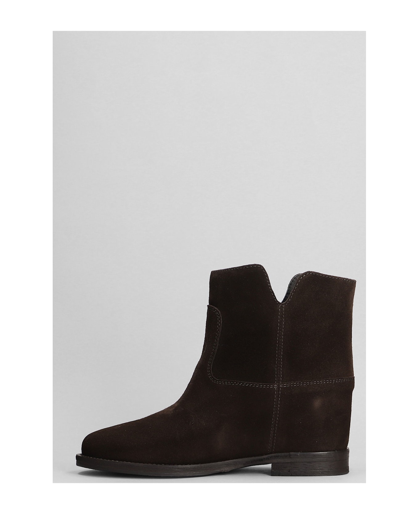Via Roma 15 Ankle Boots Inside Wedge In Dark Brown Suede - dark brown