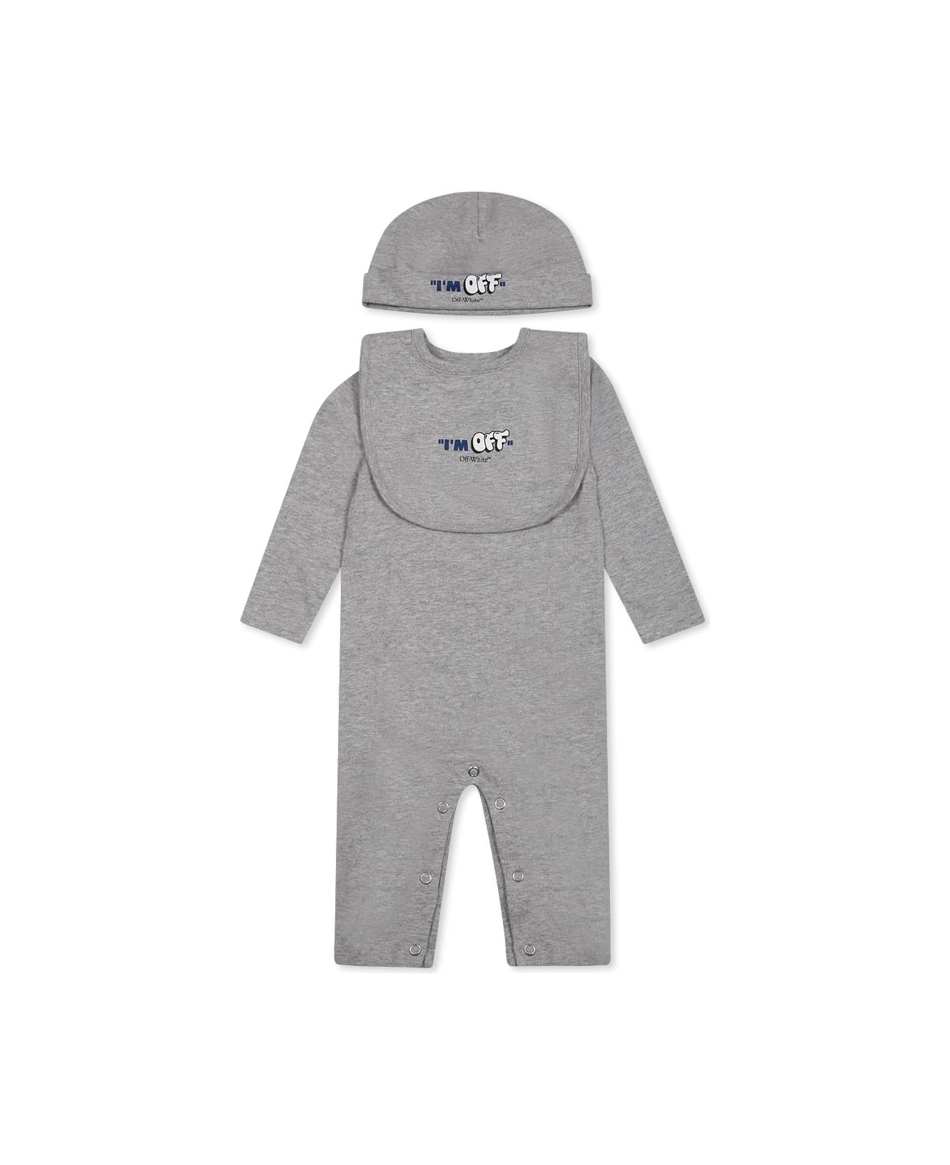 Off-White Grey Babygrow Set For Baby Boy With Logo - Grey