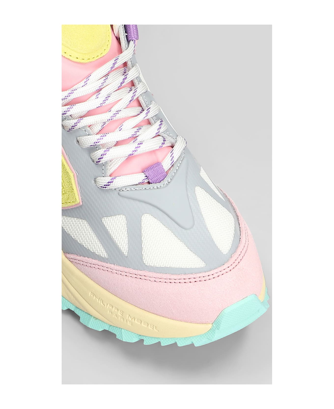 Philippe Model Rocx Low Sneakers In White Leather And Fabric - white