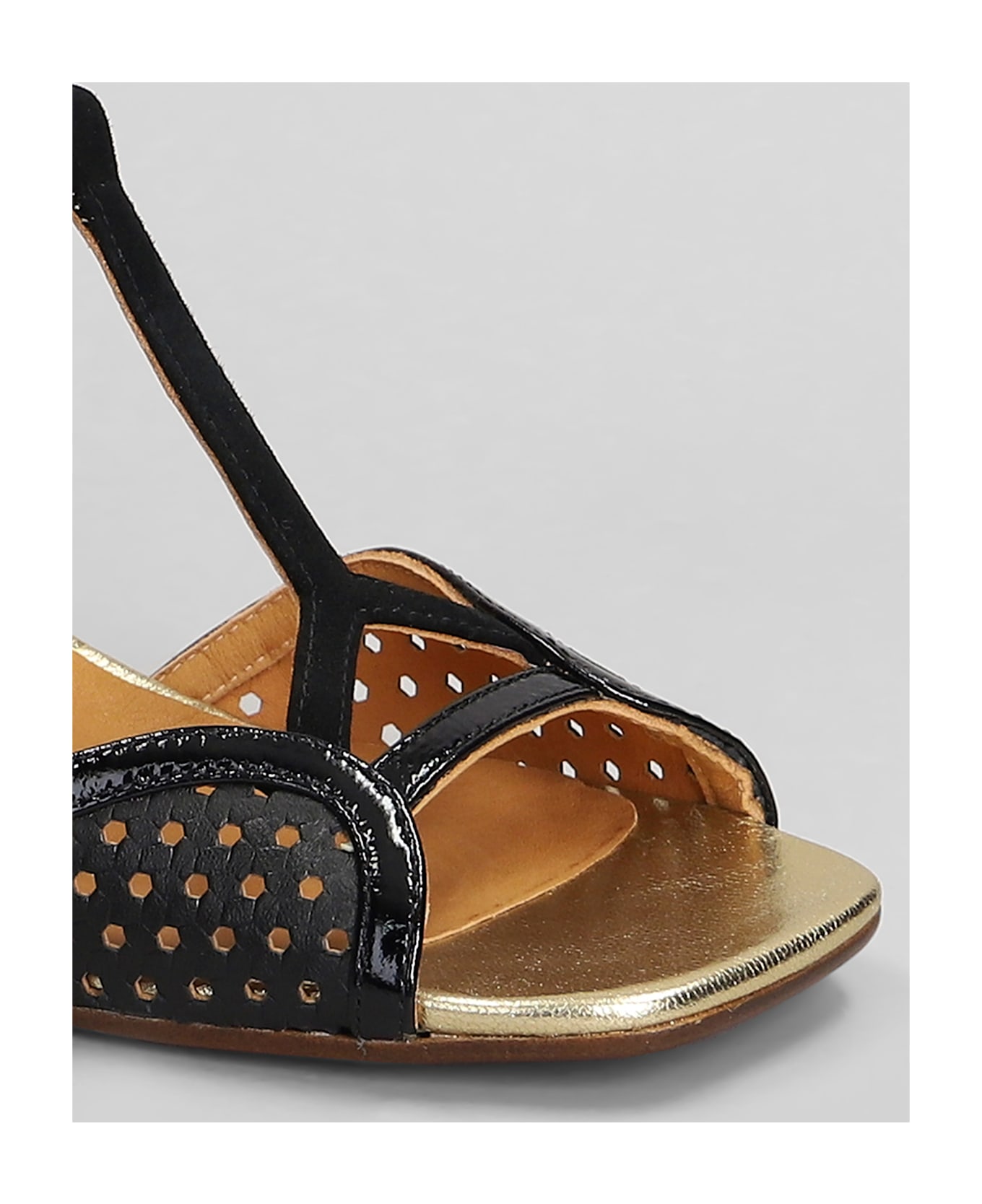 Chie Mihara Sandals In Black Leather And Fabric - black