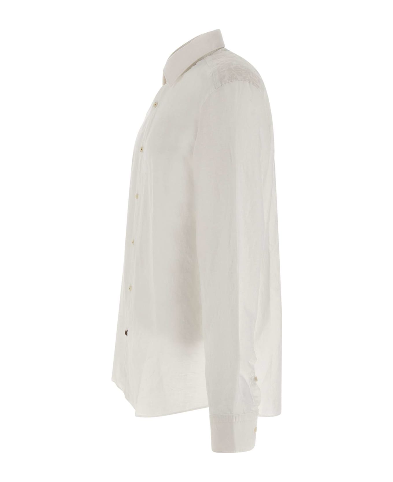 Hugo Boss "c-hal-kent" Cotton And Linen Shirt - WHITE