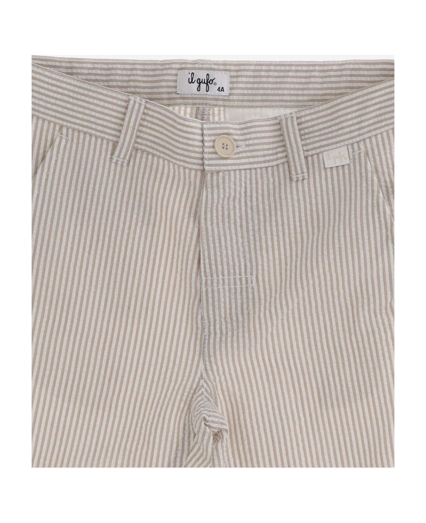 Il Gufo Cotton Pants With Striped Pattern - Rope