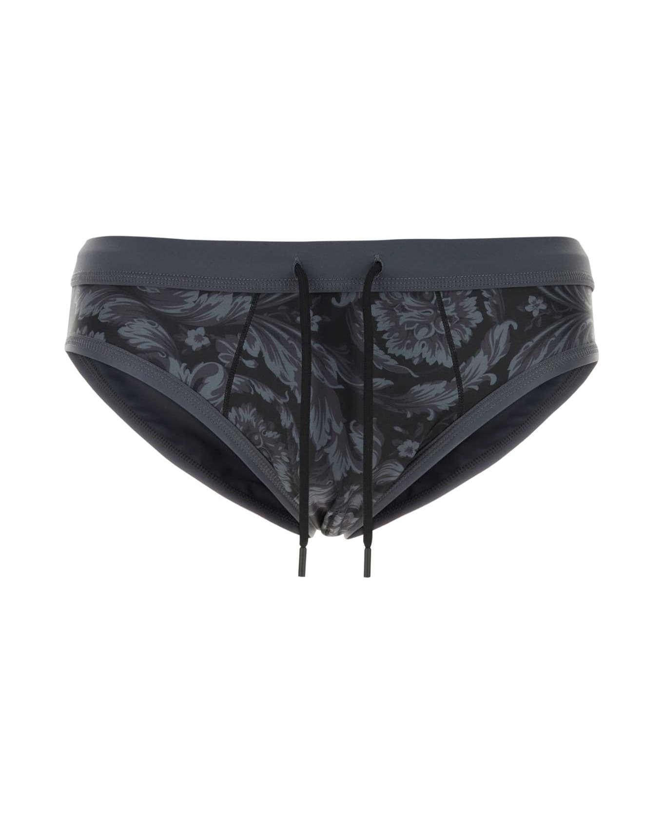 Versace Printed Stretch Polyester Swimming Brief - BLACK5BC10