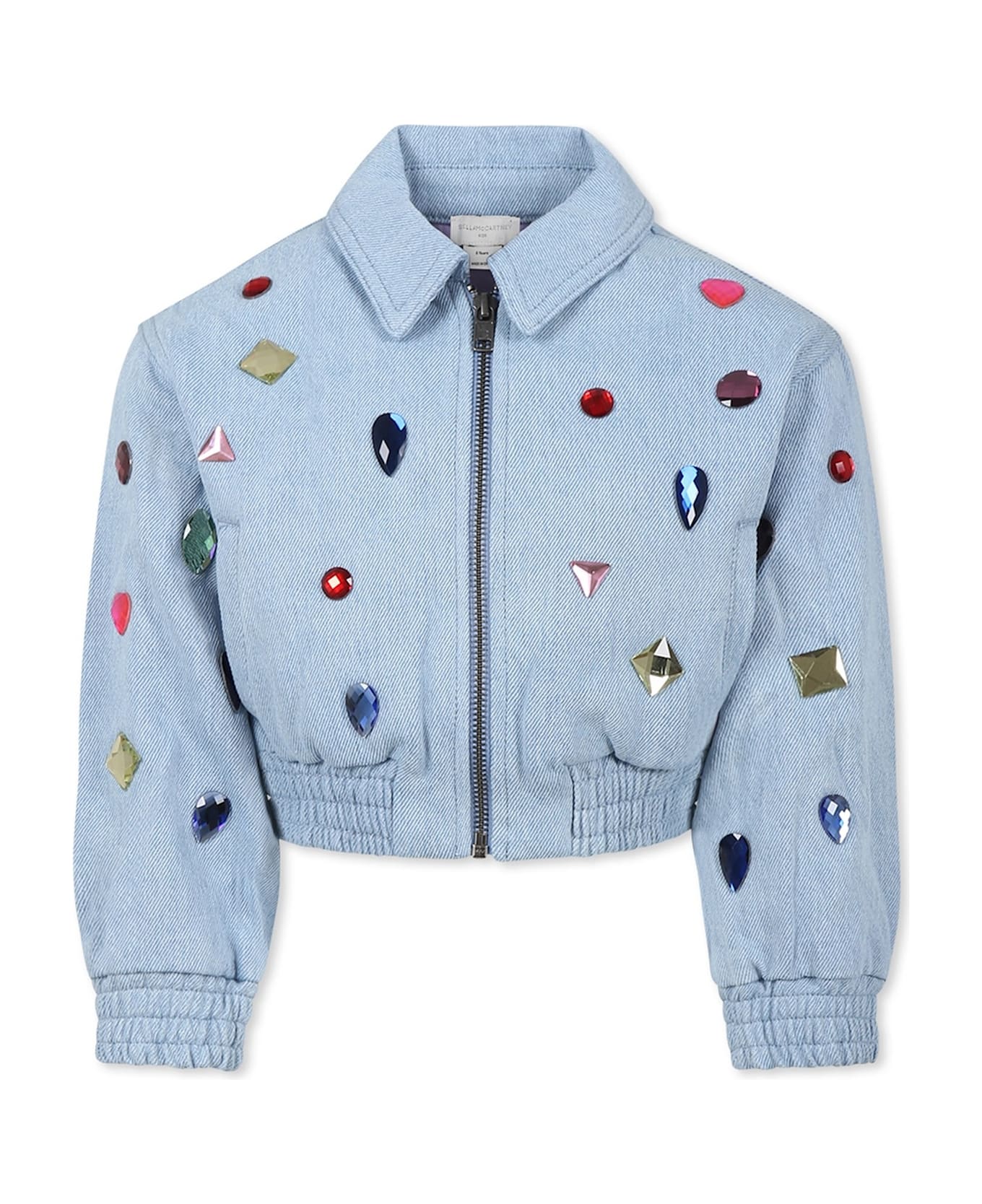 Stella McCartney Kids Light Blue Jacket For Girl With Gems - Denim