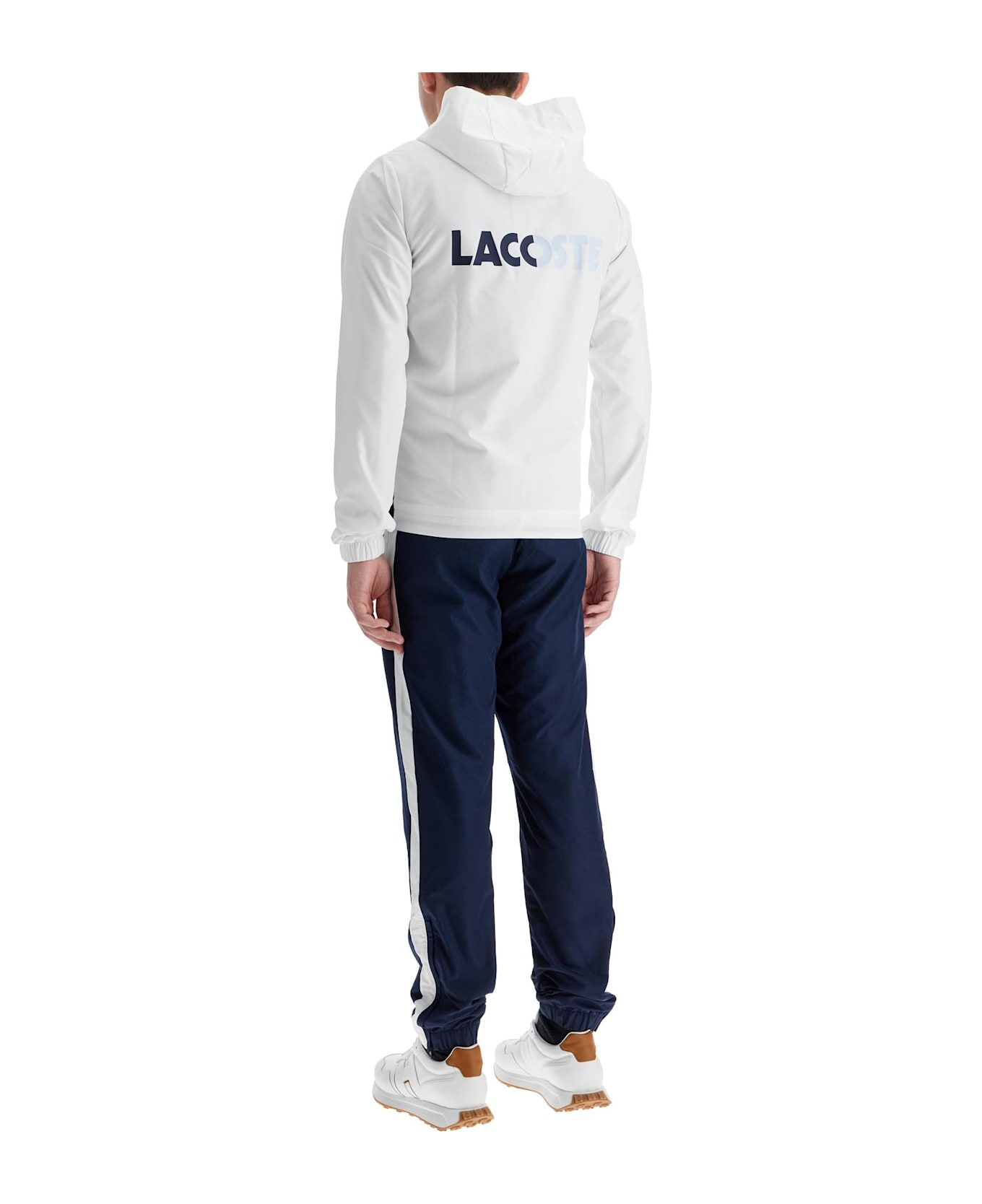 Lacoste Hooded Sports Tracksuit - WHITE NAVY BLUE WHITE (Blue)