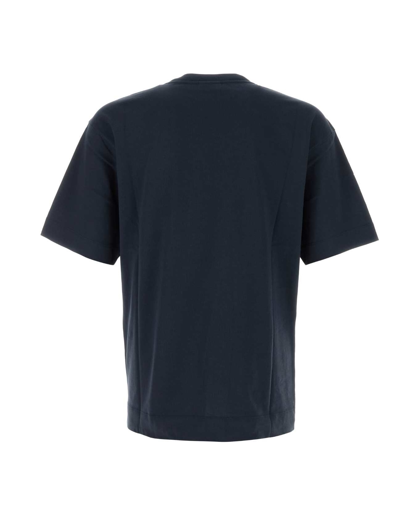 Dries Van Noten Navy Blue Cotton Heli T-shirt - NAVY