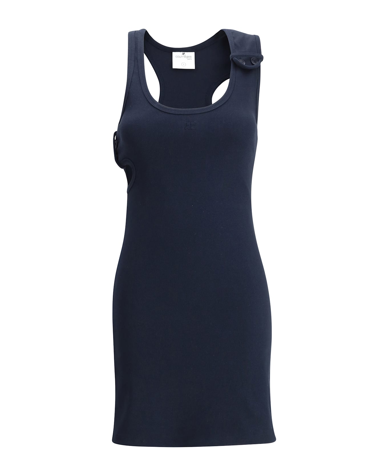 Courrèges 90s Rib Midi Dress - Navy