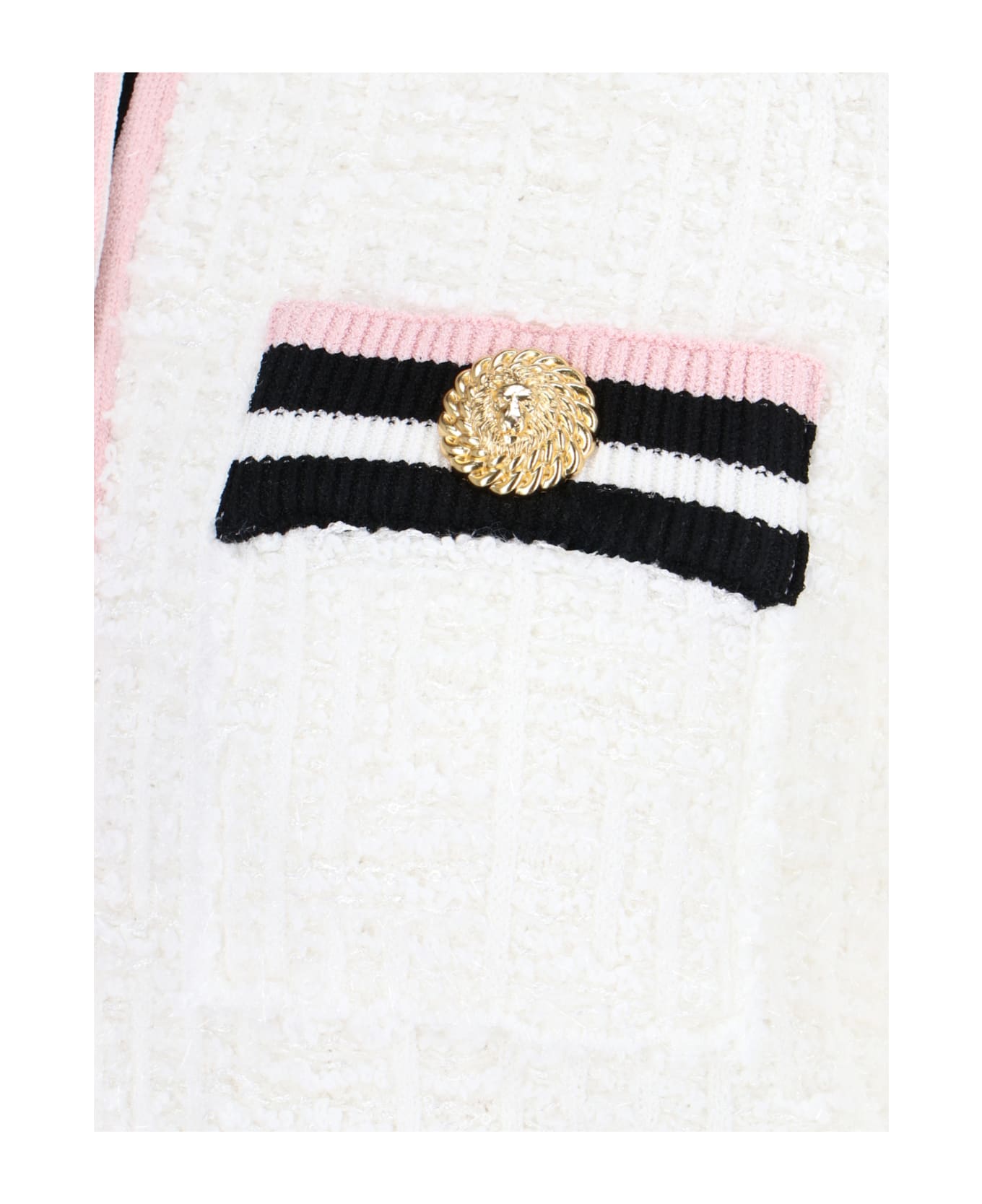 Balmain Buttoned Rnd Collar Maze Monogram Jacket - White