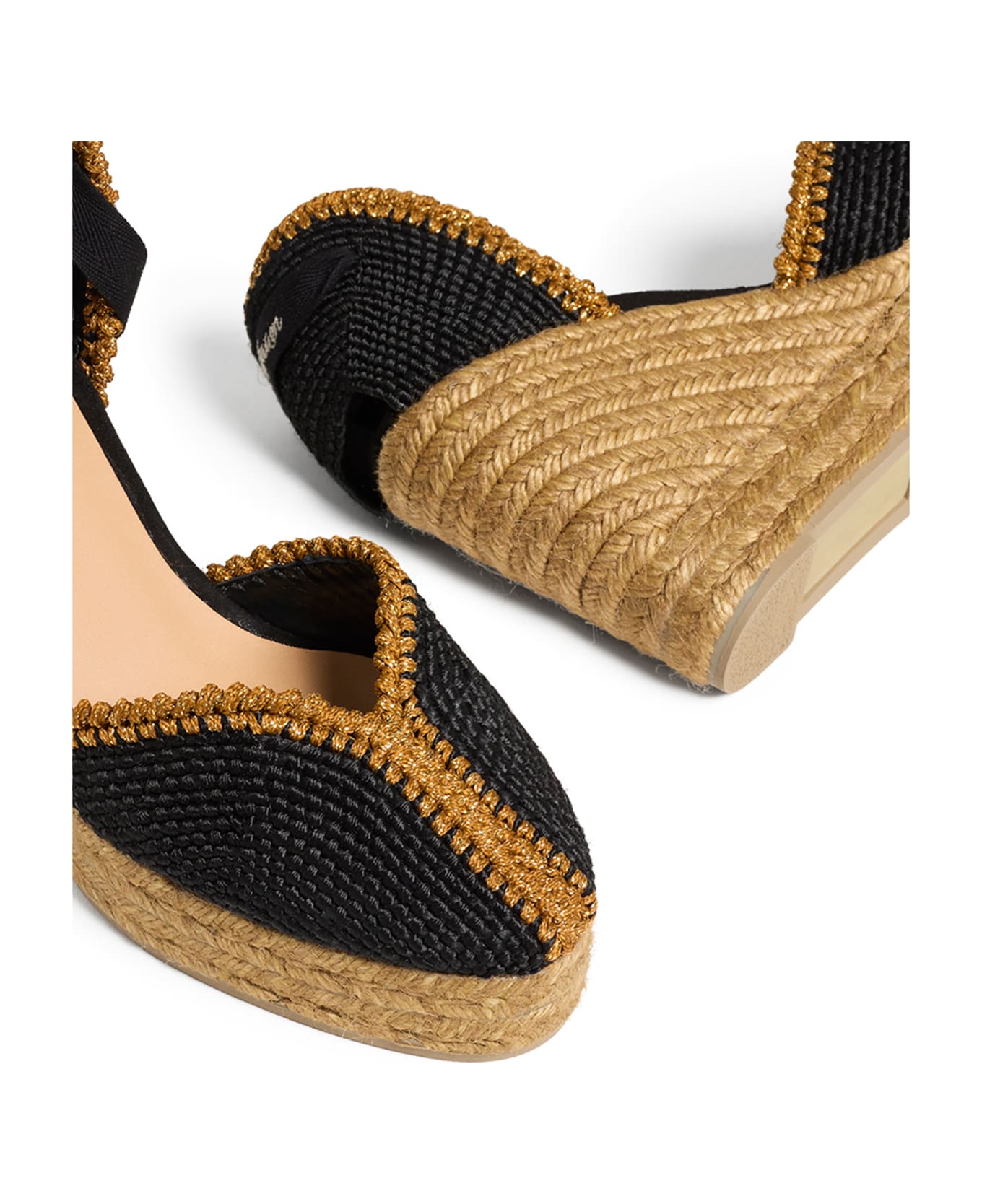 Castañer Espadrilles Coeur With Wedge And Laces - FANTASIA NEGRO ウェッジシューズ
