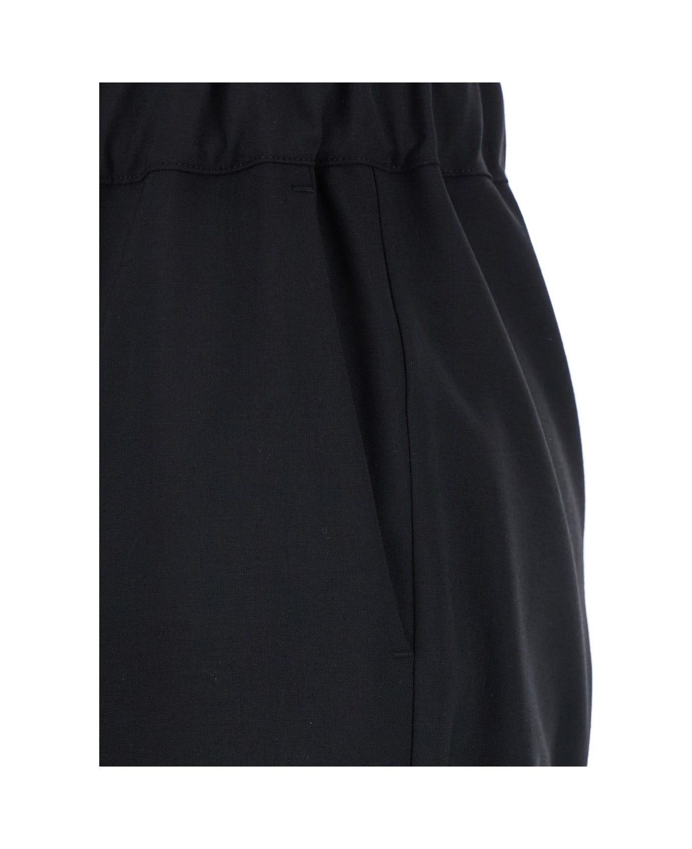 SEMICOUTURE 
buddy
 Black Pants With Drawstring Waist In Virgin Wool Blend Woman - Black