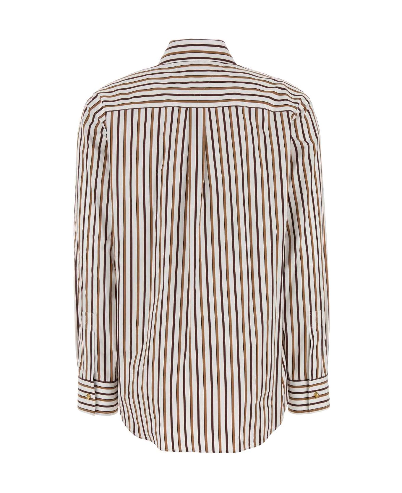 Bottega Veneta Embroidered Poplin Shirt - CHALKTOFFEEBROWN