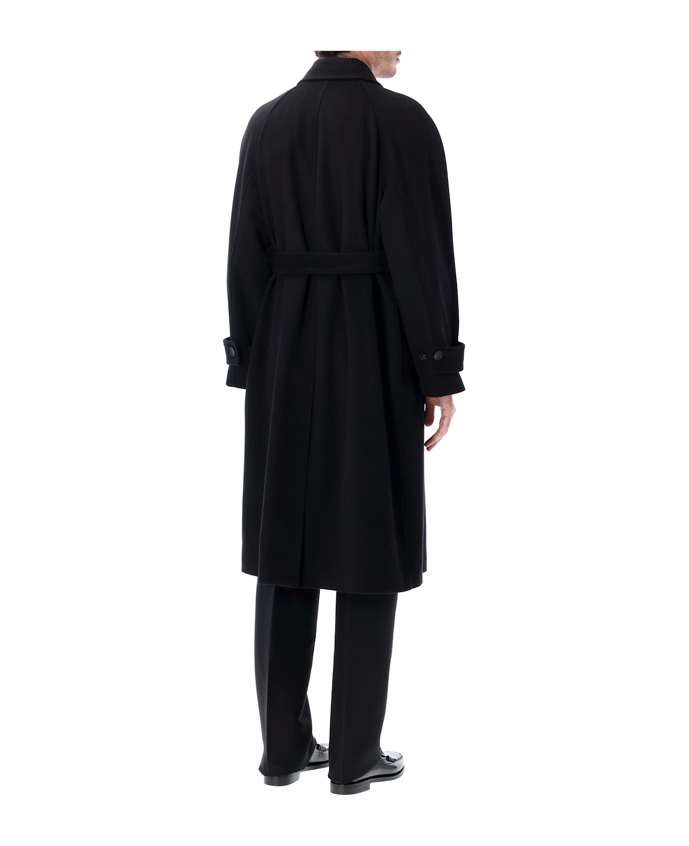 Ferragamo Black Cashmere-blend Belted Coat - NERO