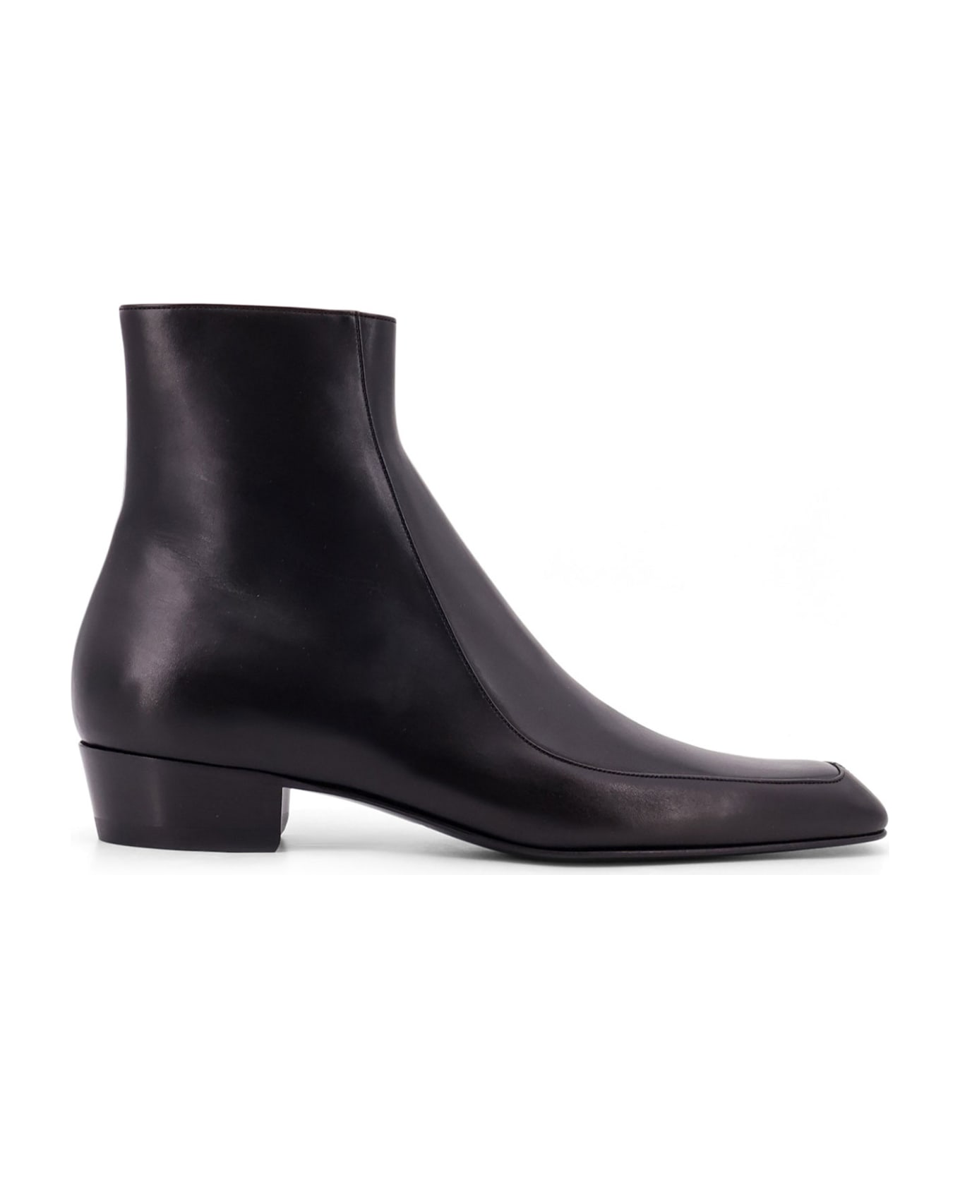 Saint Laurent Augustin Zip Detailed Ankle Boots - Black ブーツ