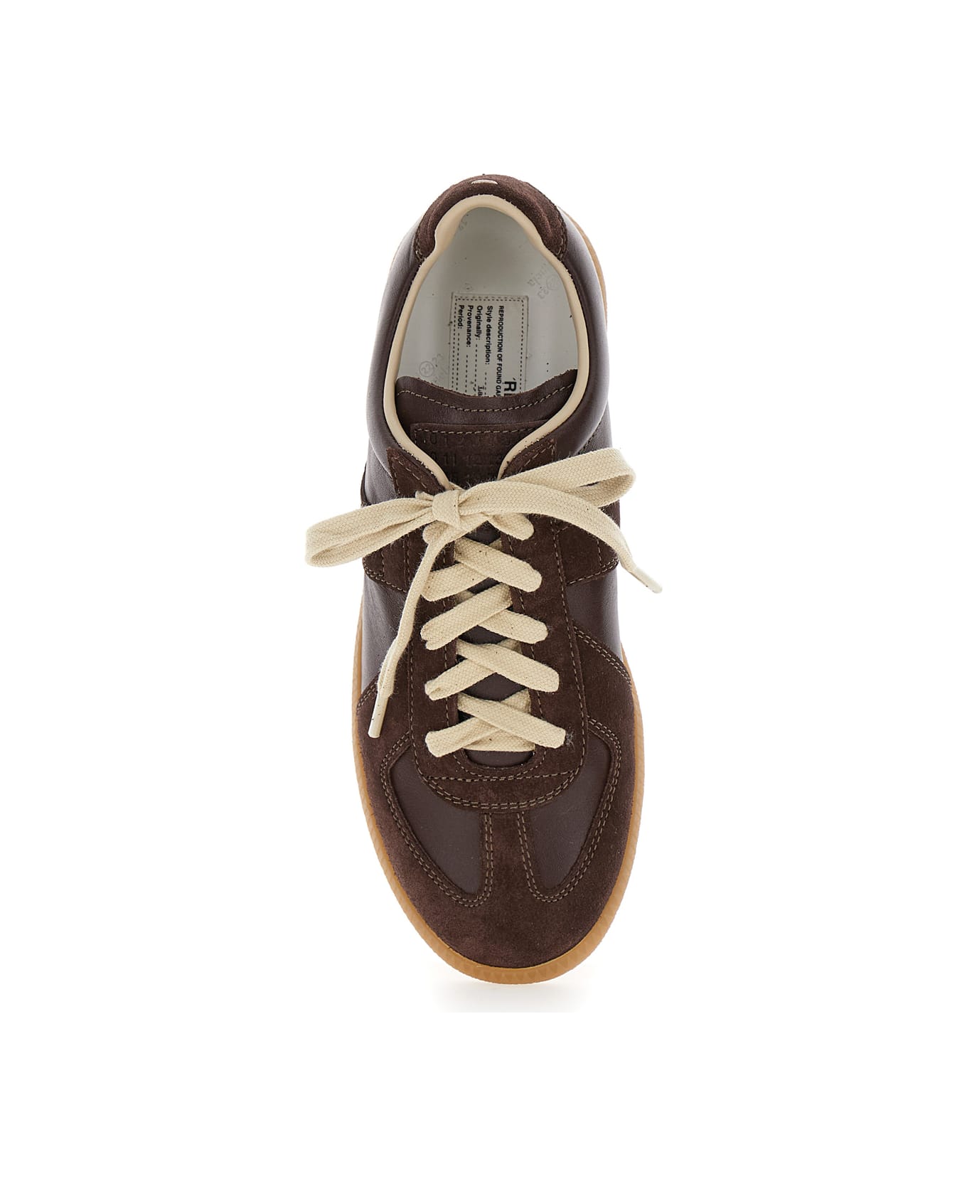 Maison Margiela 'replica' Brown Low Top Sneakers In Suede